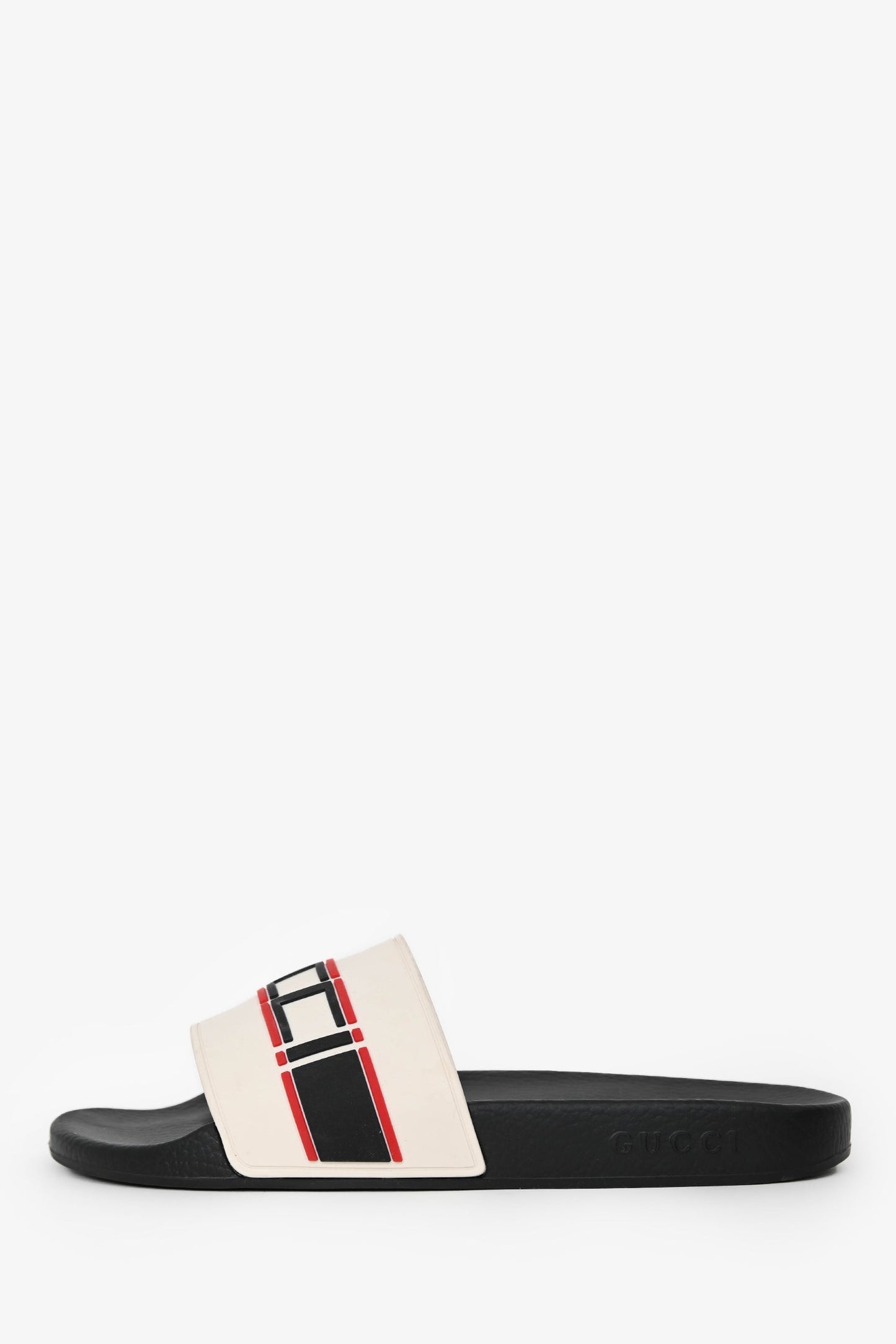 Gucci Cream Rubber Red/BlackLogo Slides Size 11 Mens