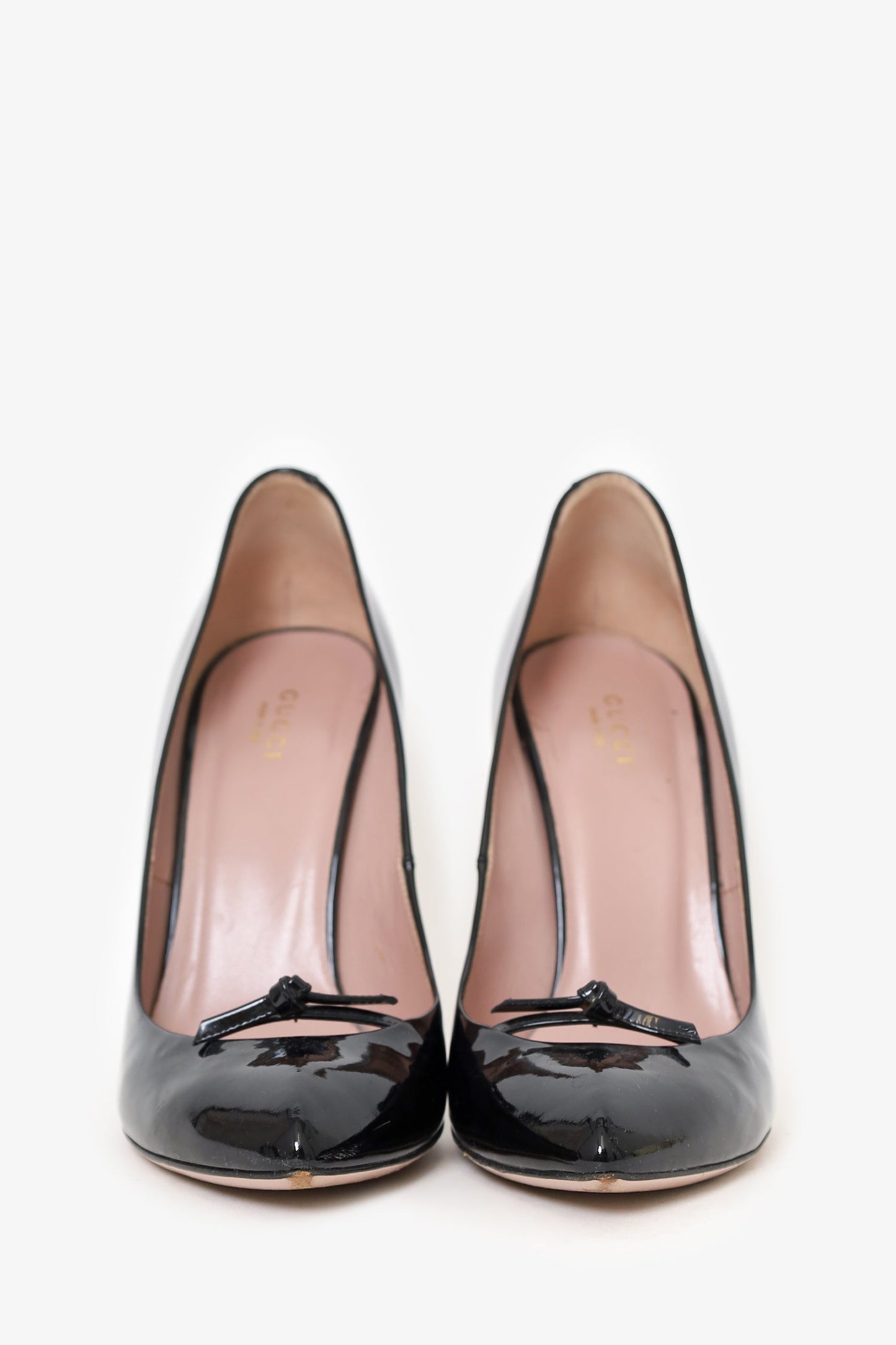 Gucci Black Patent Leather Bow Pumps Size 40