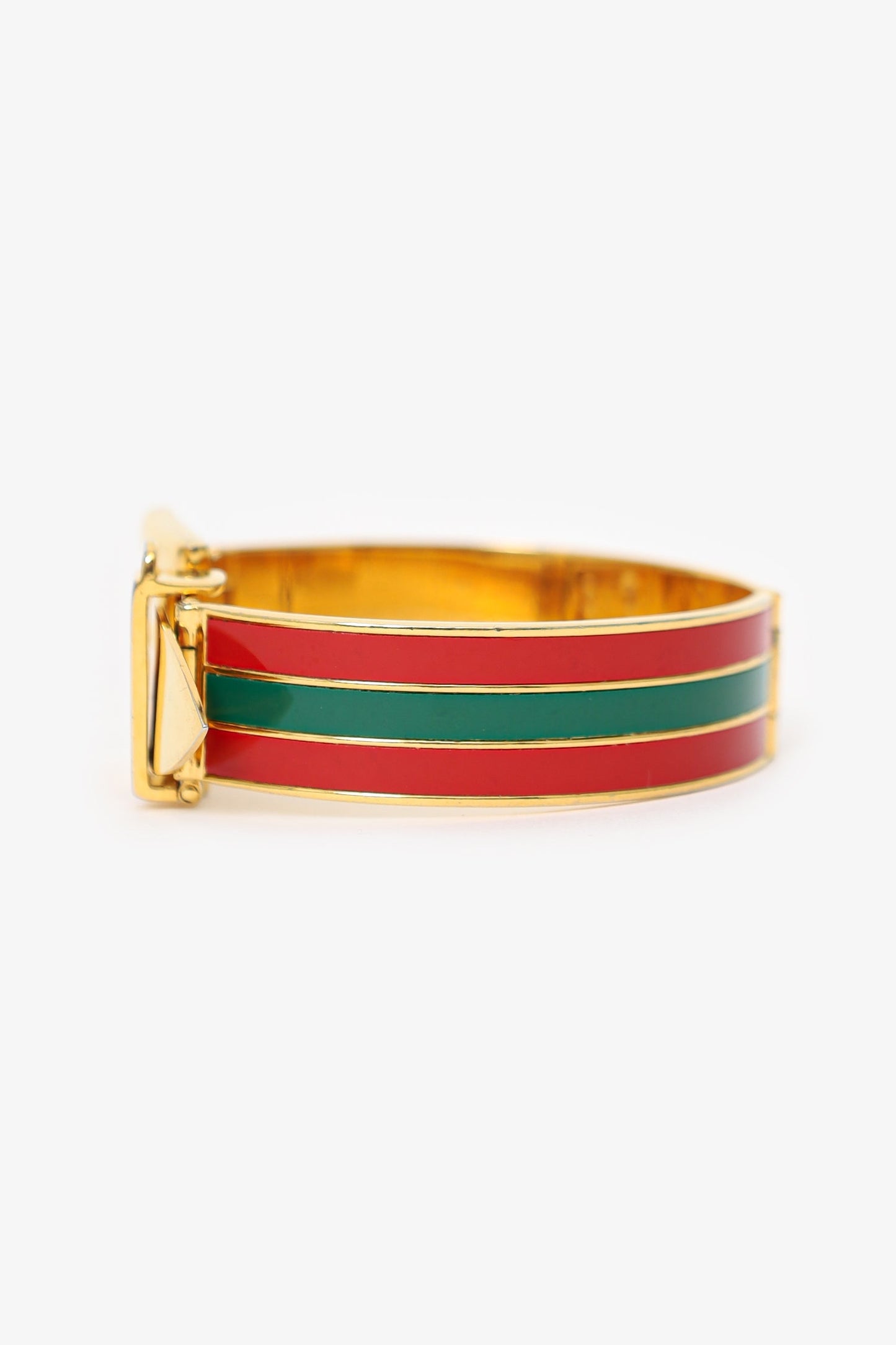 Gucci   Gold Tone Green/Red Enamel Belt Bracelet