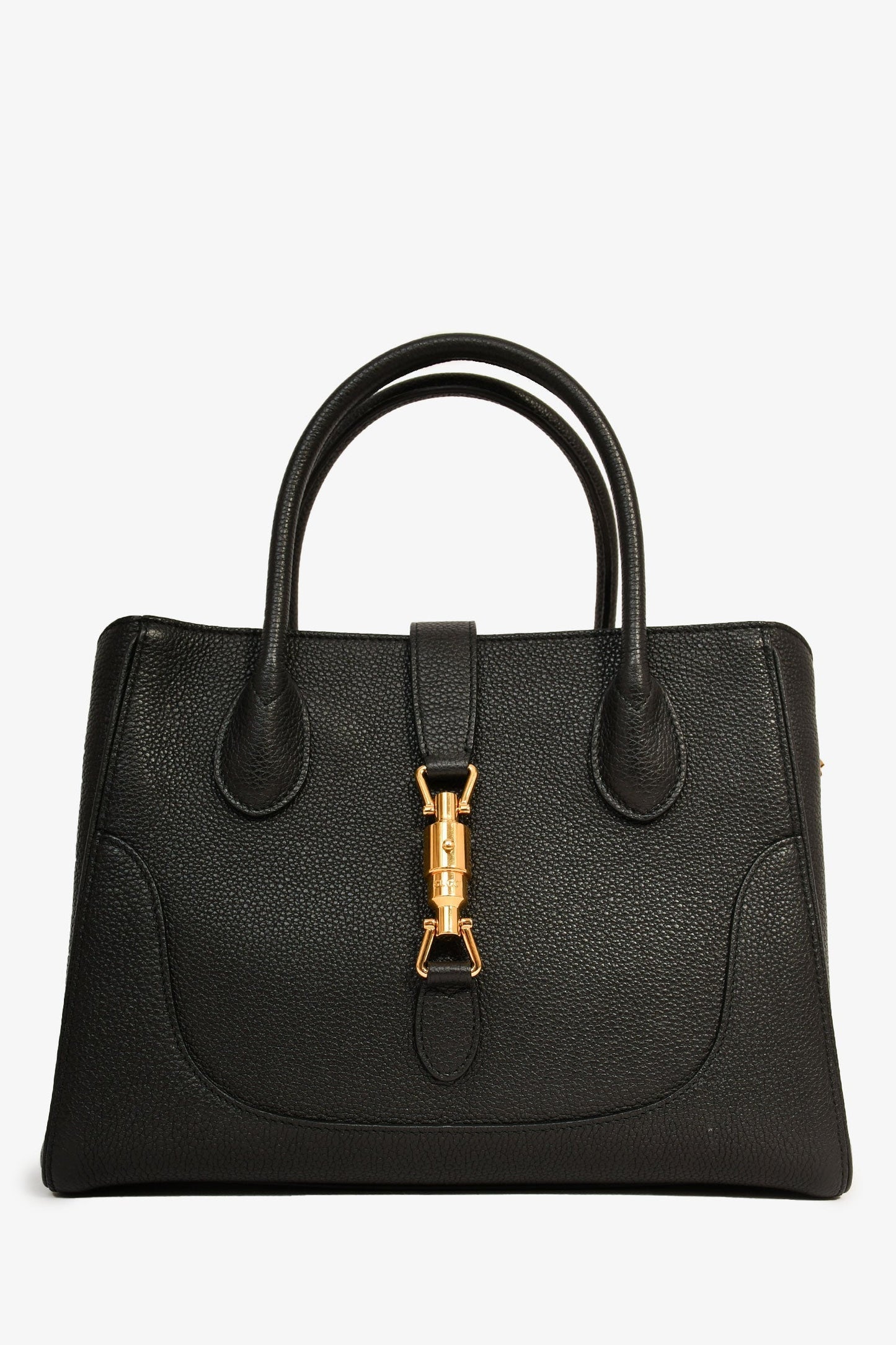 Gucci Black Leather Medium 'Jackie' Top Handle Bag with Strap