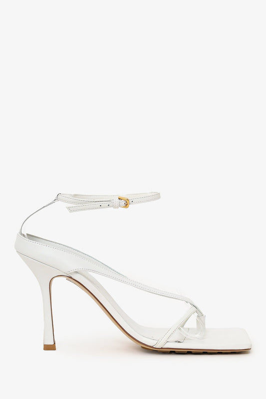Bottega Veneta White Leather Stretch Strap Sandals Size 40