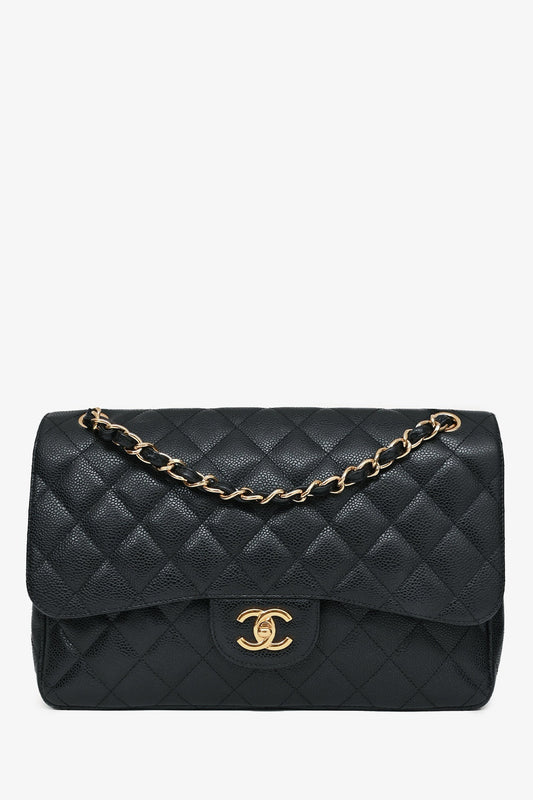 Pre-Loved Chanel™ 2011-12 Black Caviar Leather Classic Jumbo Double Flap GHW