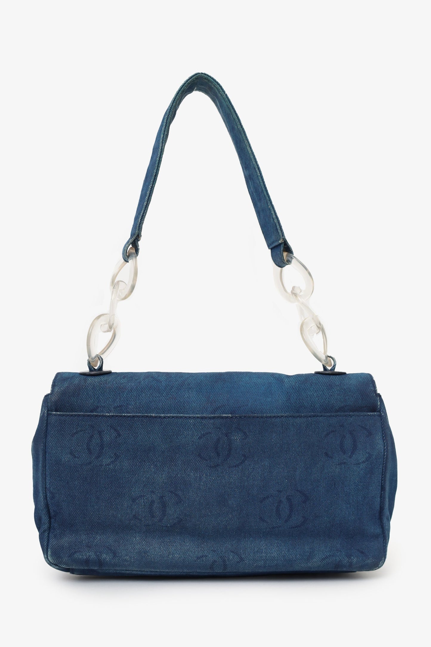 Pre-Loved Chanel™ 2002-03 Blue Denim CC Single Flap Bag