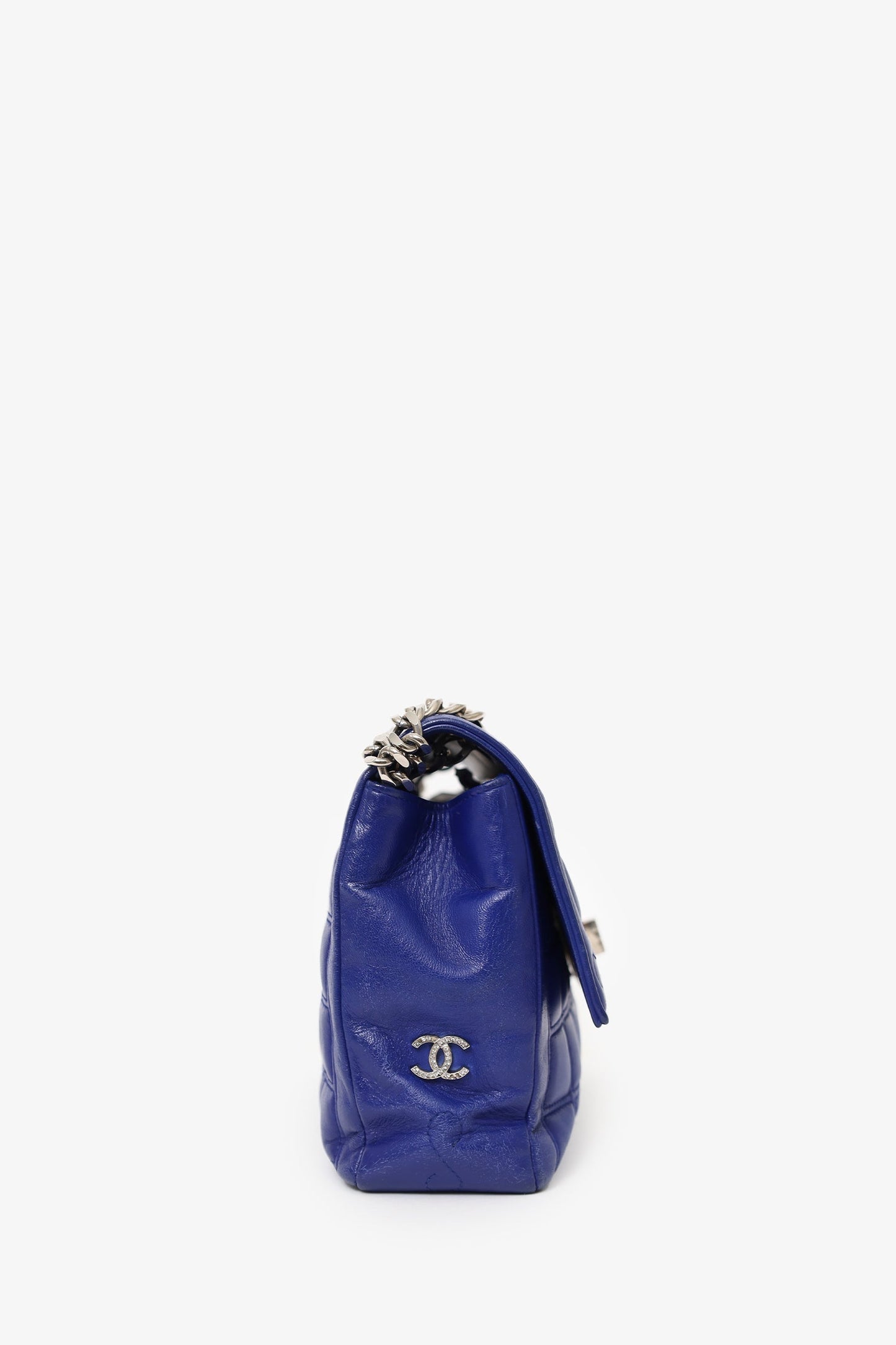Pre-Loved Chanel™ 2000-02 Blue Chocolate Bar Mademoiselle 255 Reissue Flap Bag