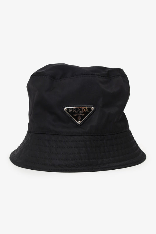 Prada Black Nylon Bucket Hat Size S