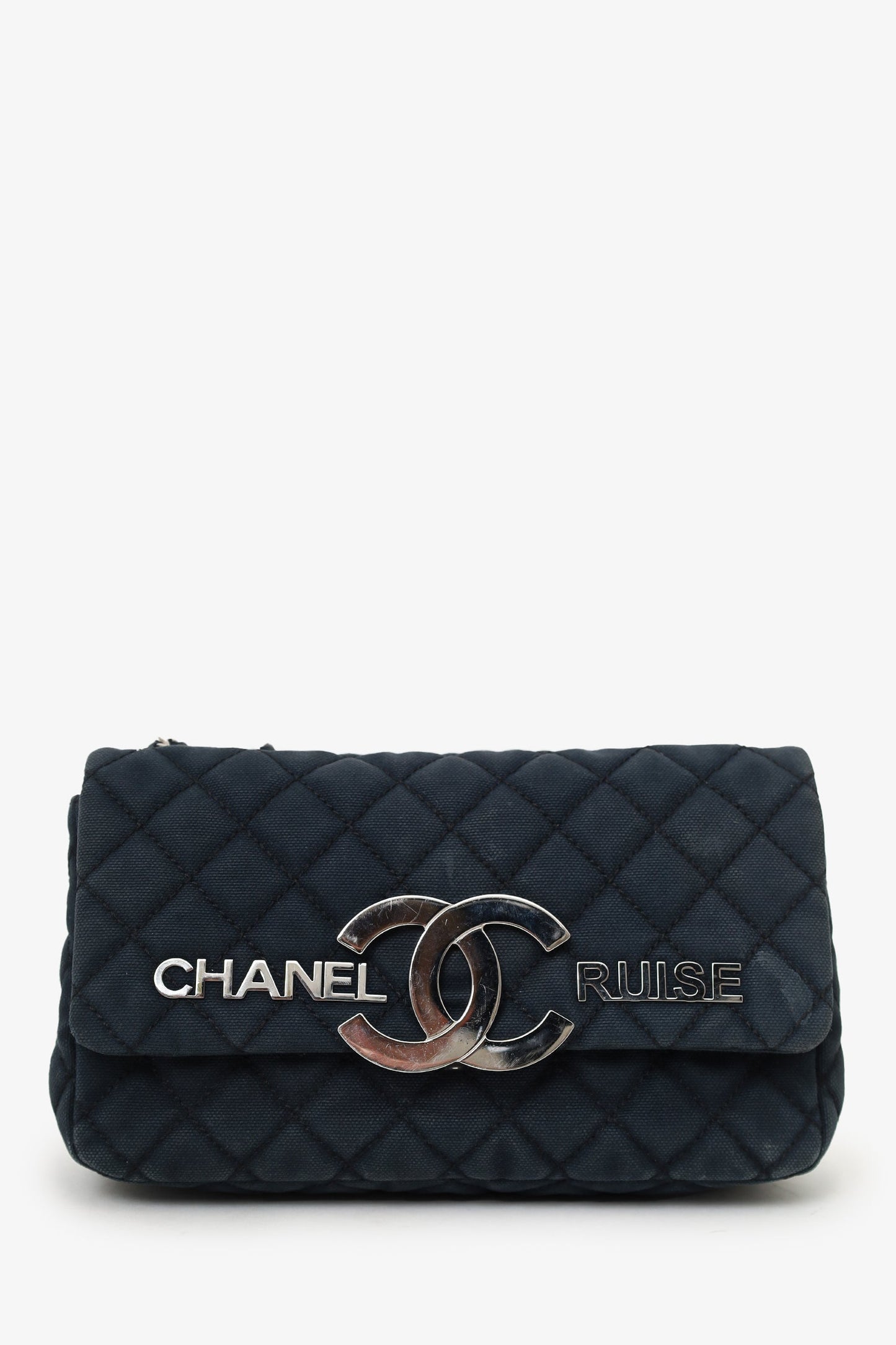 Pre-Loved Chanel™ 2008/2009 Navy Canvas CC Cruise Shoulder Bag