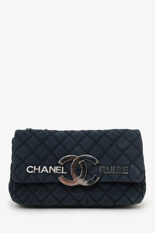 Pre-Loved Chanel™ 2008/2009 Navy Canvas CC Cruise Shoulder Bag