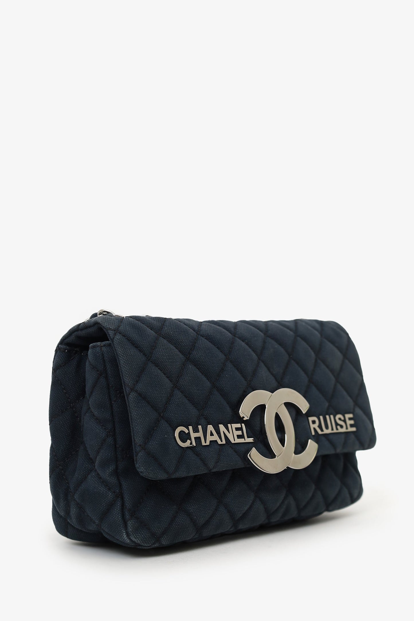 Pre-Loved Chanel™ 2008/2009 Navy Canvas CC Cruise Shoulder Bag
