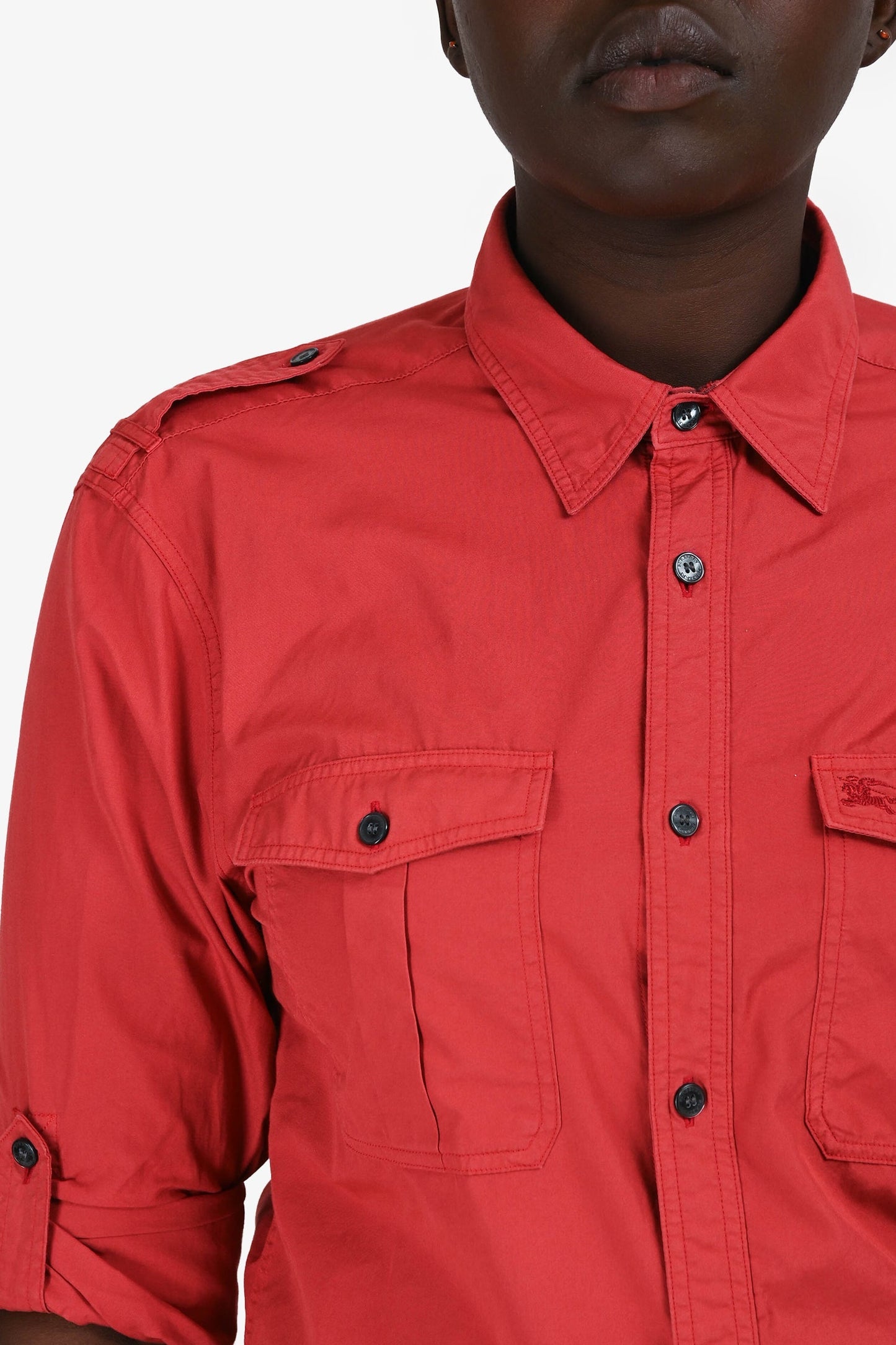 Burberry Brit   Red Button-Up Shirt Size M