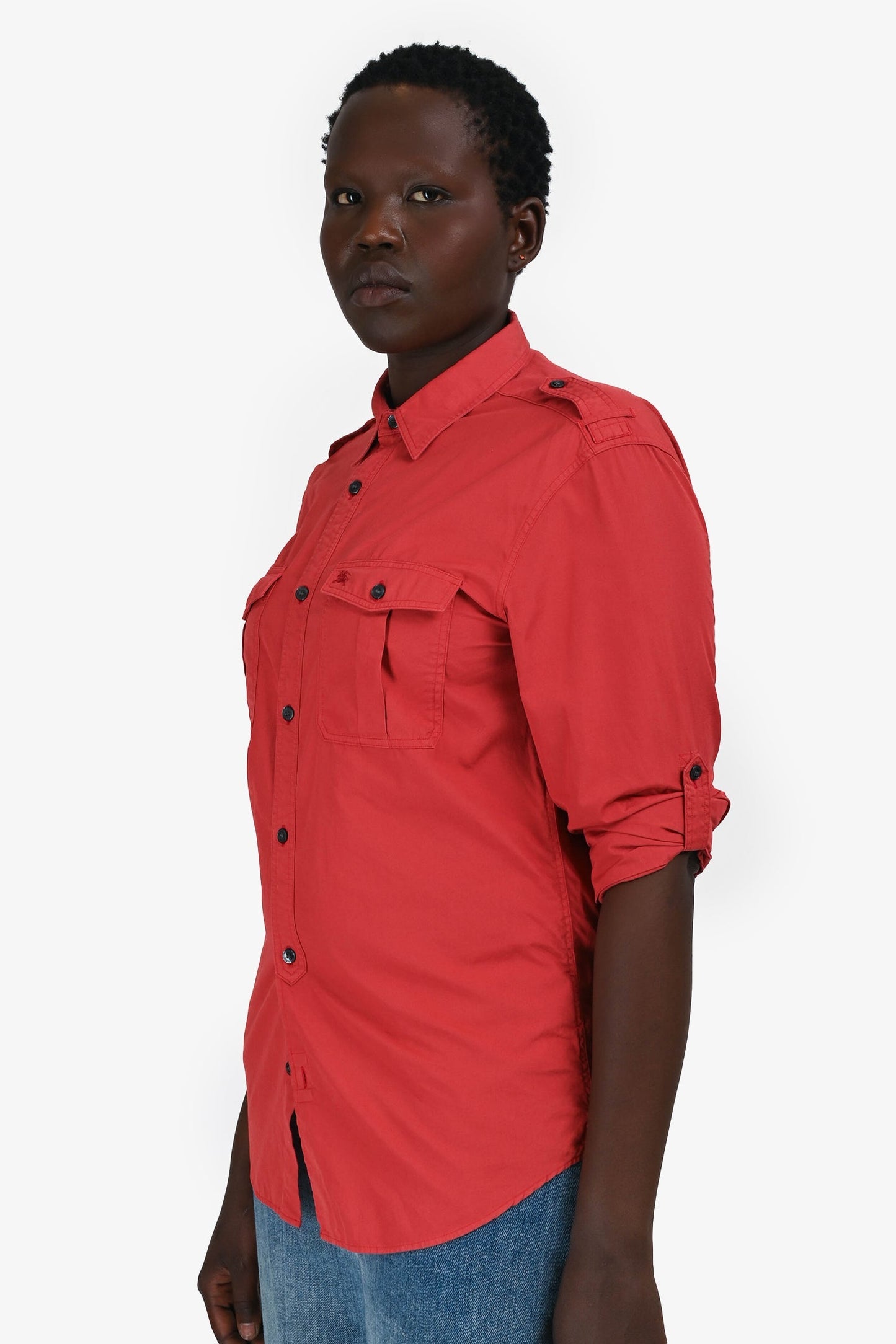 Burberry Brit   Red Button-Up Shirt Size M