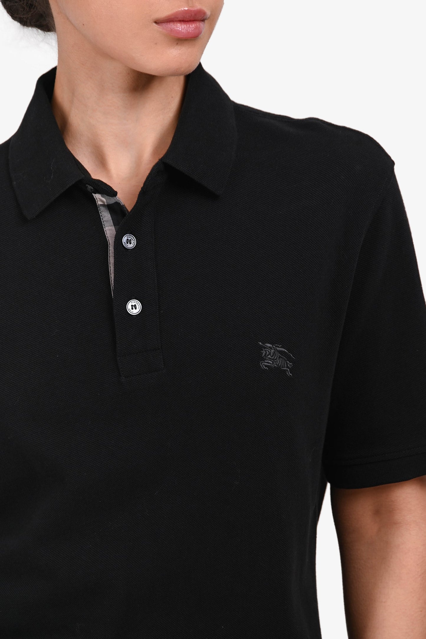 Burberry Brit Black Logo Embroidered Polo Shirt Size S