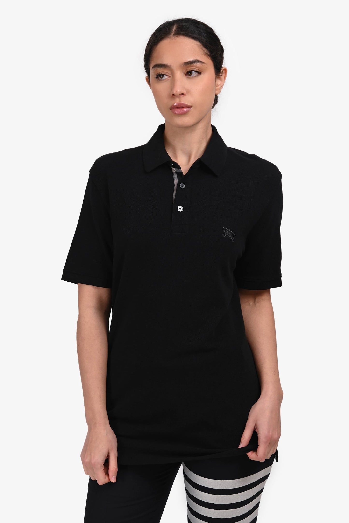 Burberry Brit Black Logo Embroidered Polo Shirt Size S