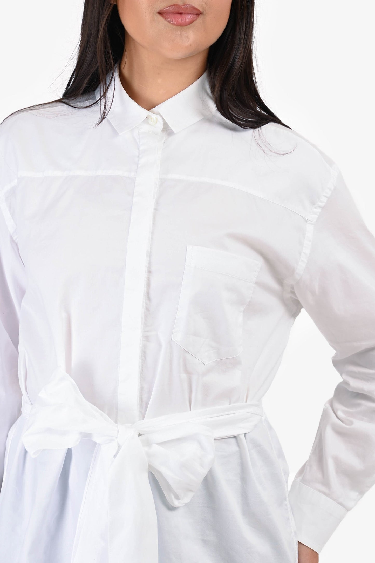 Prada 2018 White Cotton Double Sided Belted Button Down Size 36