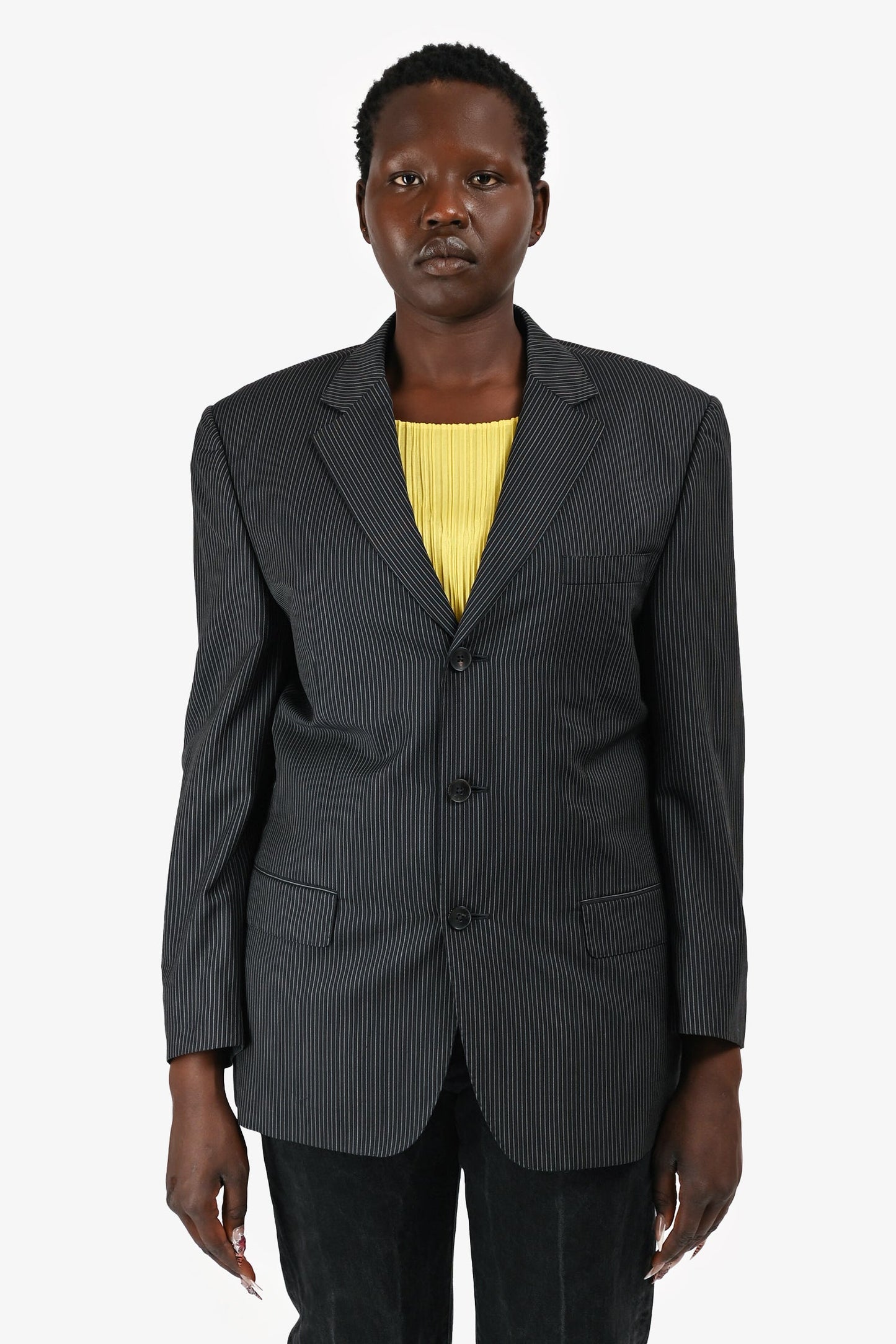 Gucci   Black/White Pinstripe Blazer Size 50 Mens