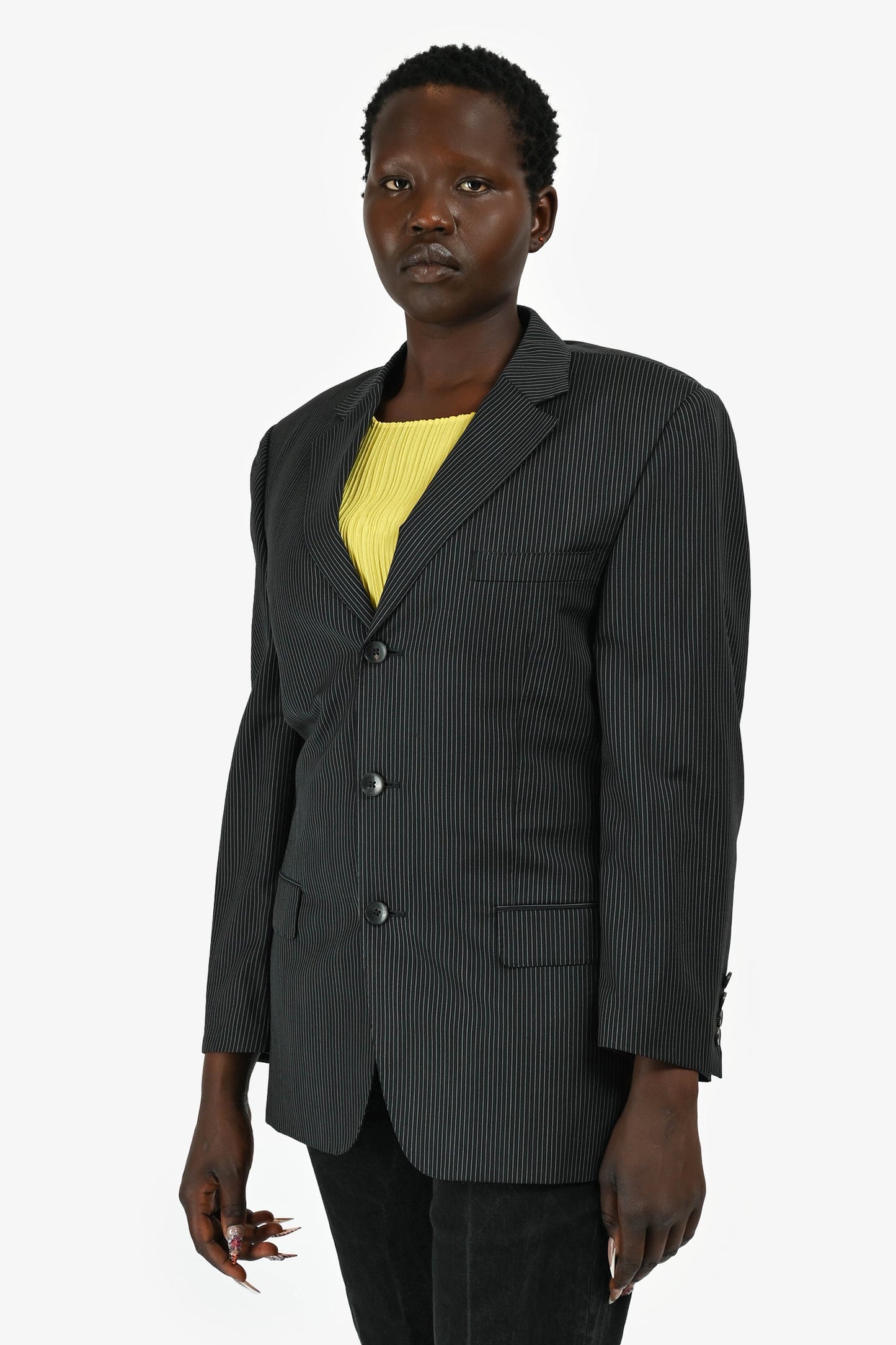 Gucci   Black/White Pinstripe Blazer Size 50 Mens