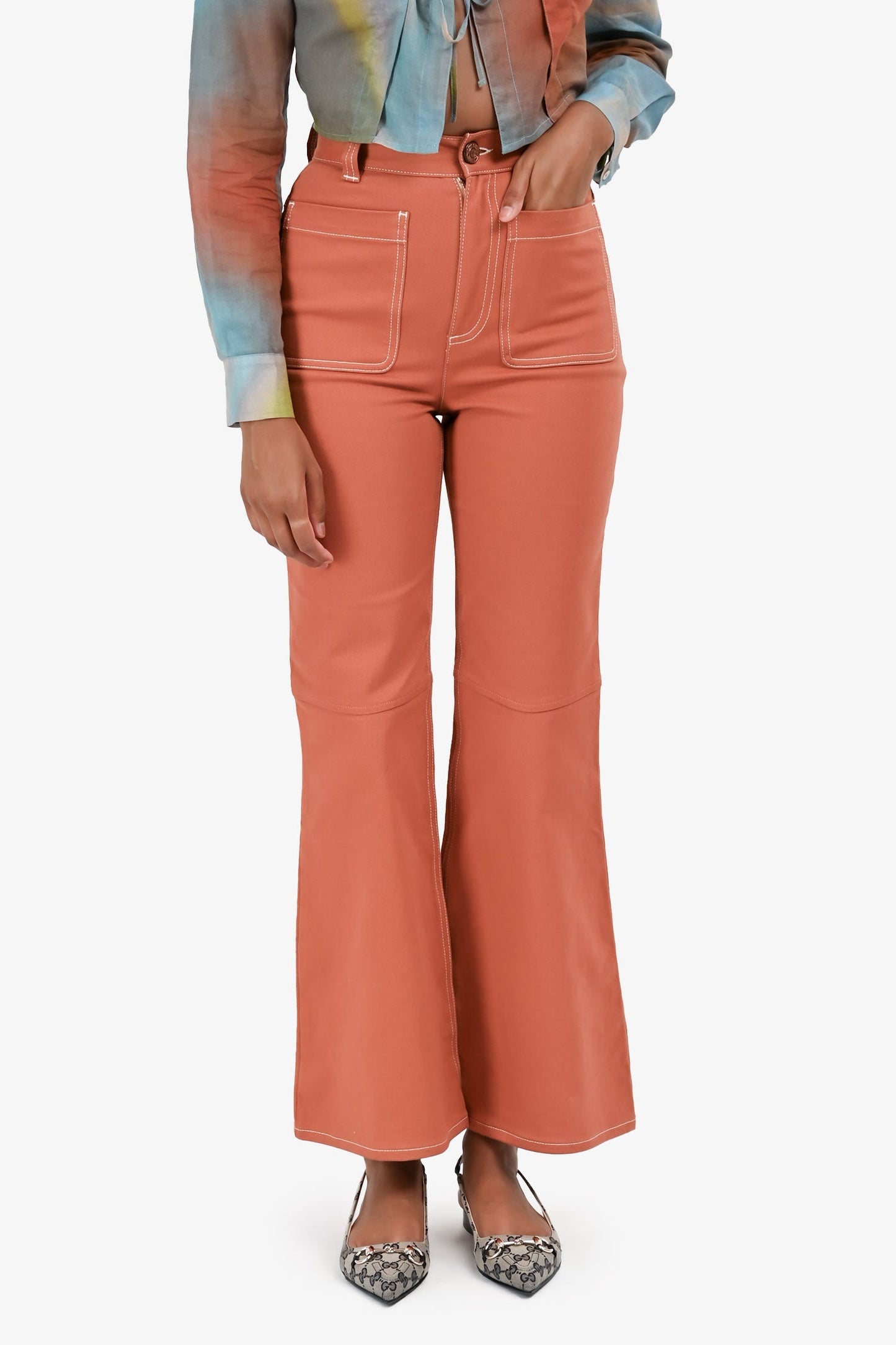 See by Chloe Orange Boot Cut Pants Size 34