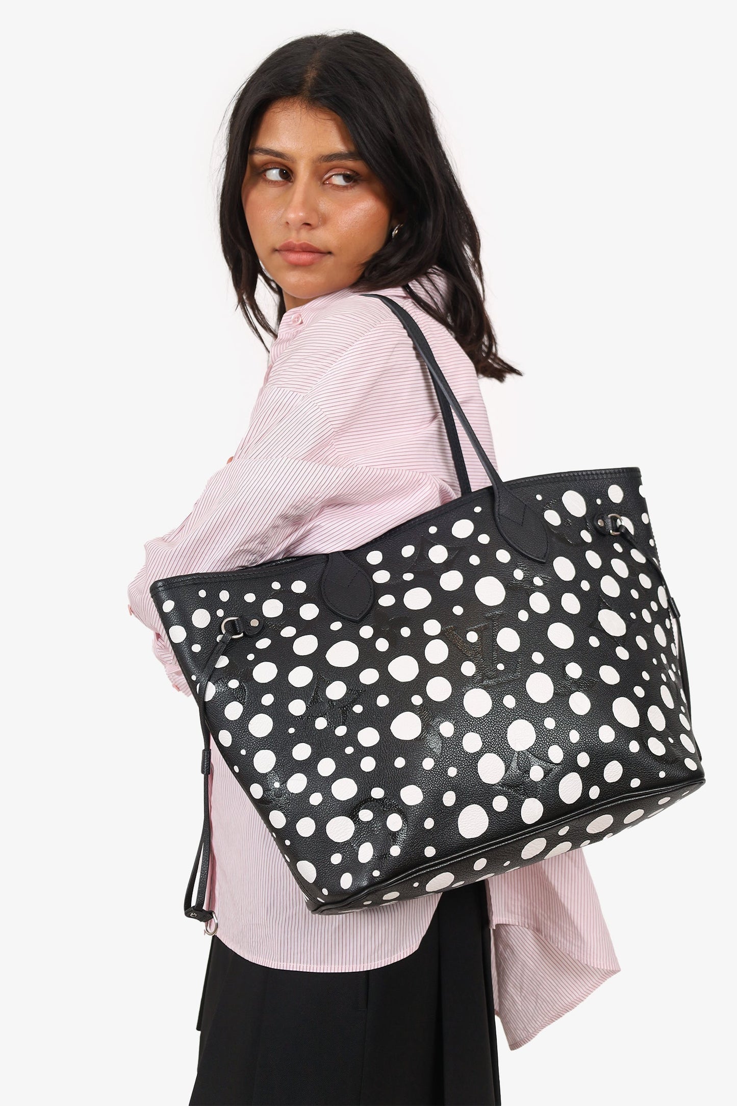 Louis Vuitton x Yayoi Kusama 2023 Black/White Monogram Empreinte Dots Neverfull with Pouch MM