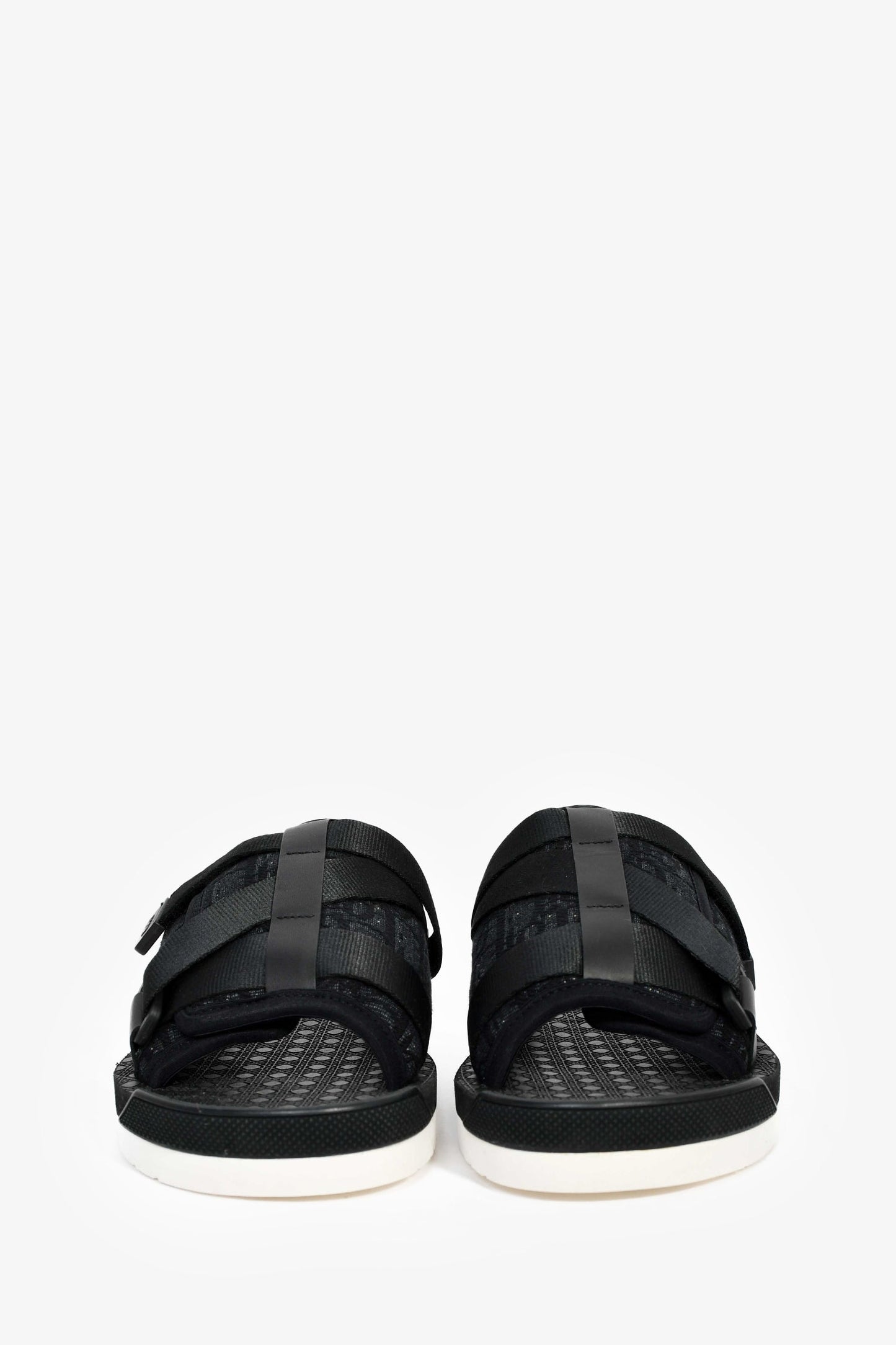 Christian Dior Black Oblique Jacquard 'Alpha' Sandals Size 38