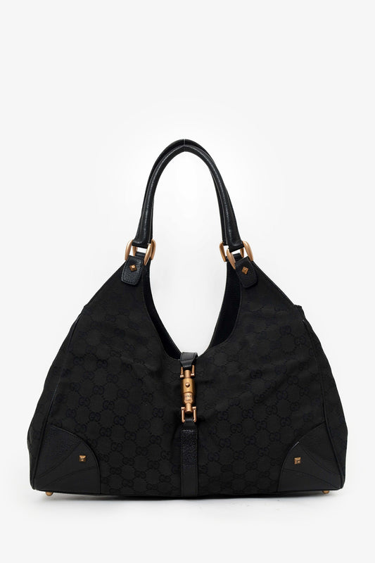 Gucci Black 'GG' Supreme Canvas Jackie Shoulder Bag