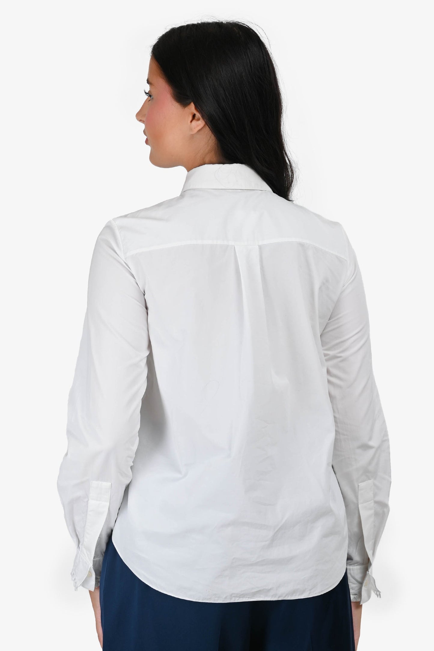Chloe White Cotton Poplin Eyelet Detail Long Sleeve Blo  Size 38