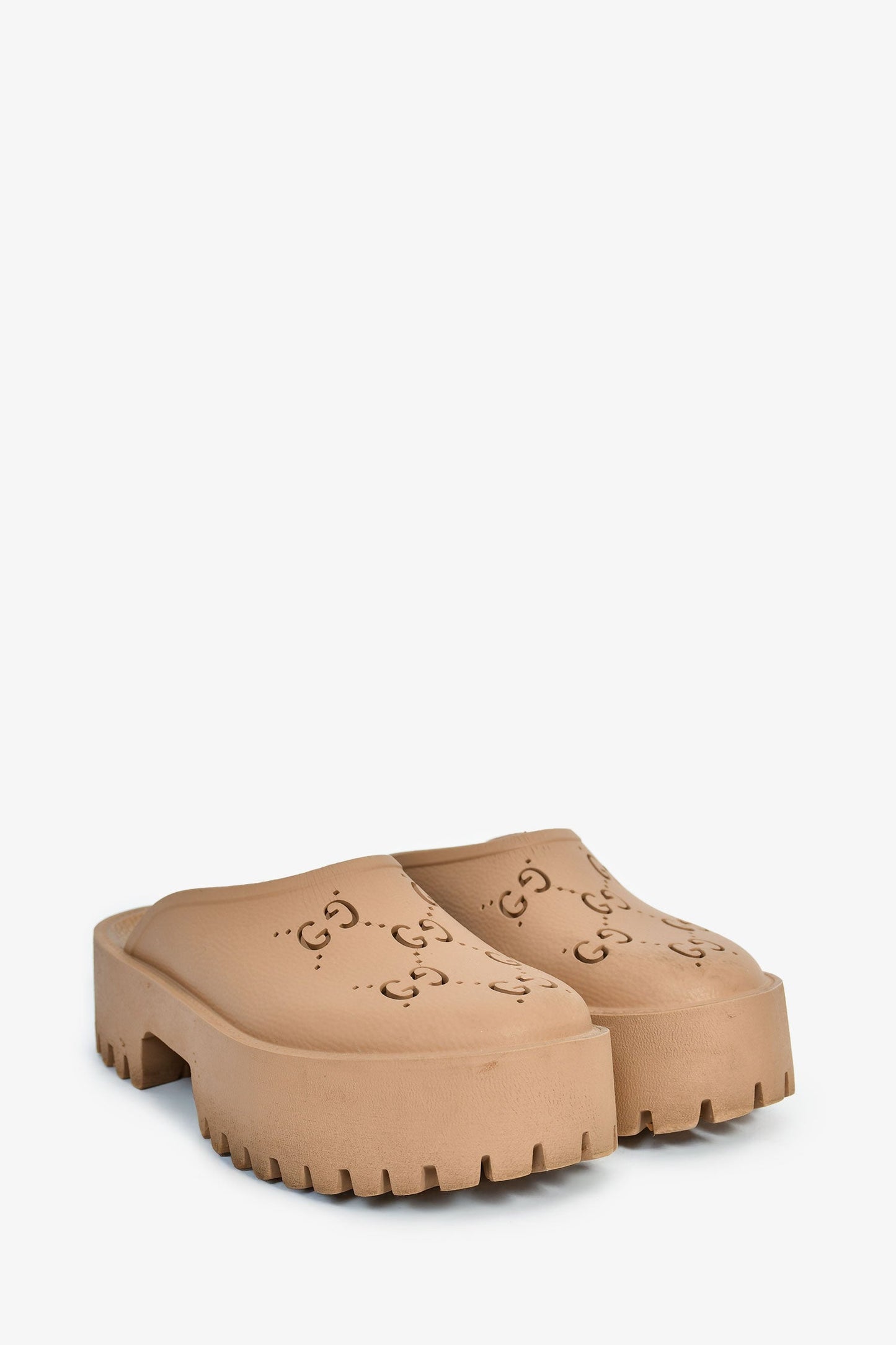 Gucci Nude Rubber Platform Clogs Size 40