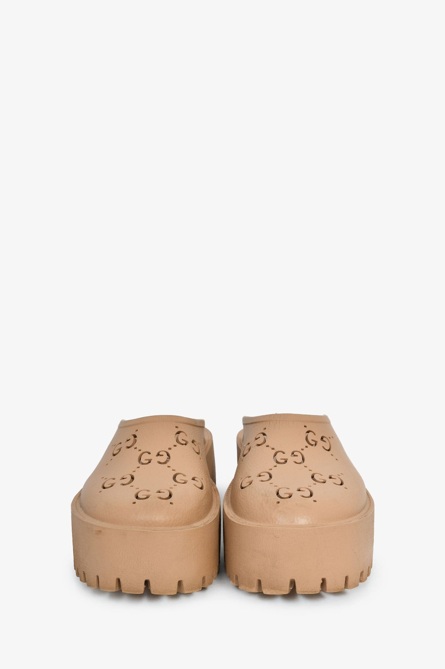 Gucci Nude Rubber Platform Clogs Size 40
