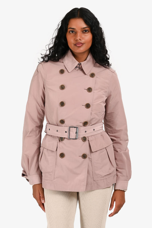 Burberry Brit Mauve Nylon Cropped Rain Jacket Size 4