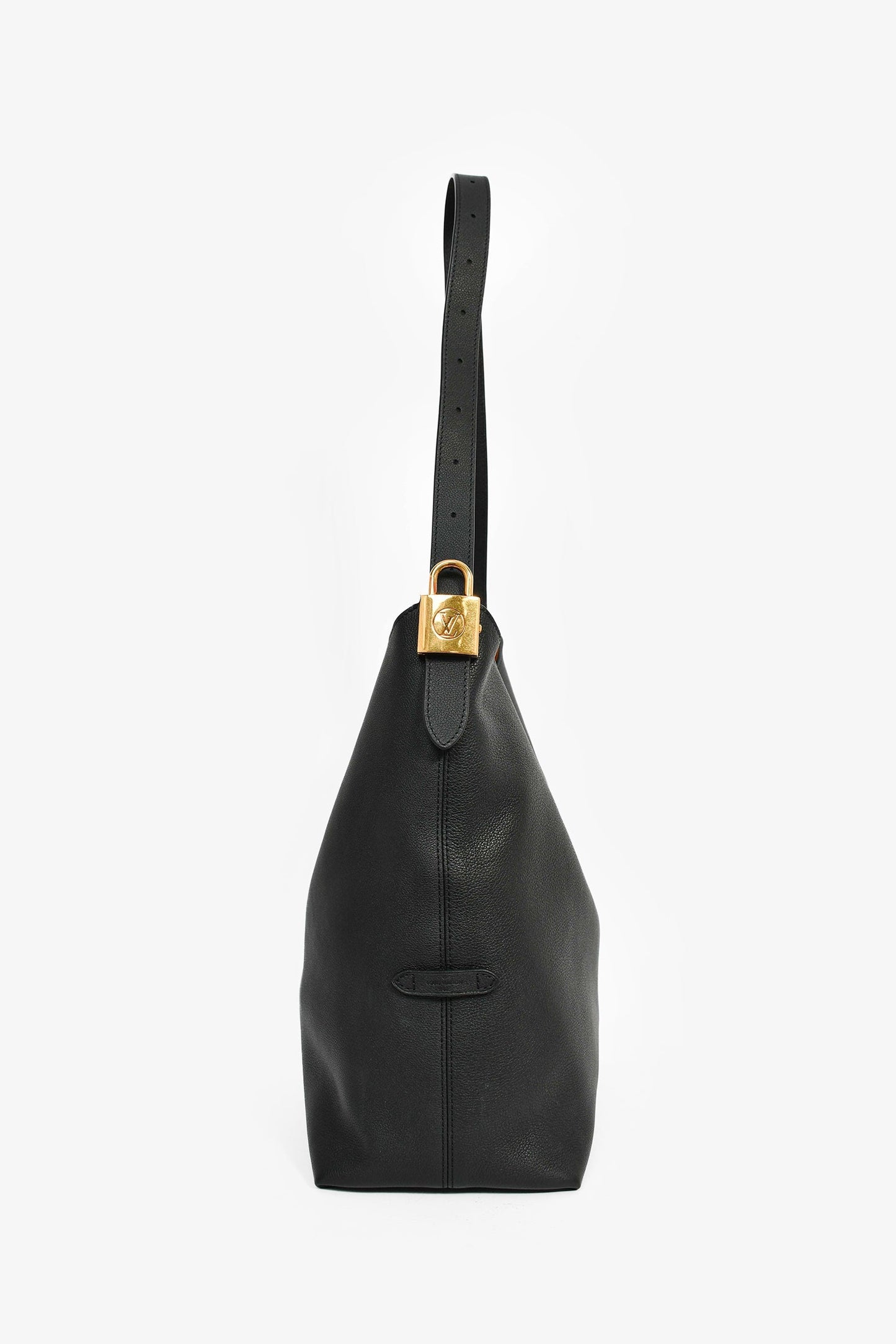 Louis Vuitton Black Leather 'Low Key Hobo MM' Shoulder Bag with Monogram Pouch