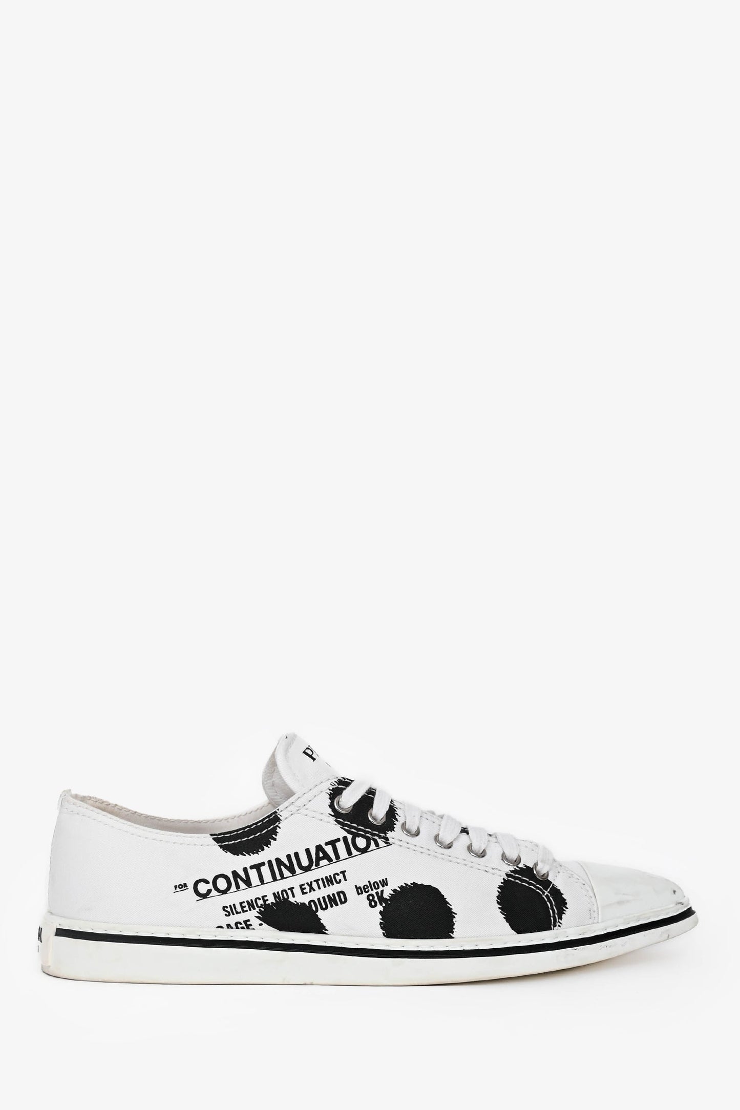 Prada White Graphic Printed Pointed Toe Sneakers Size 39