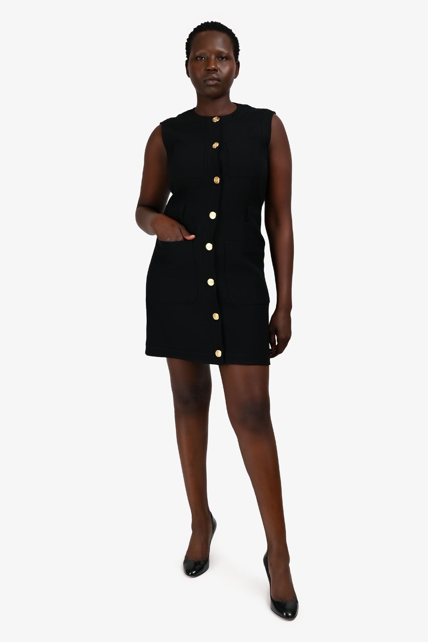 Gucci 2019/20 Black Pocket Detail Button-Up Dress Size 44