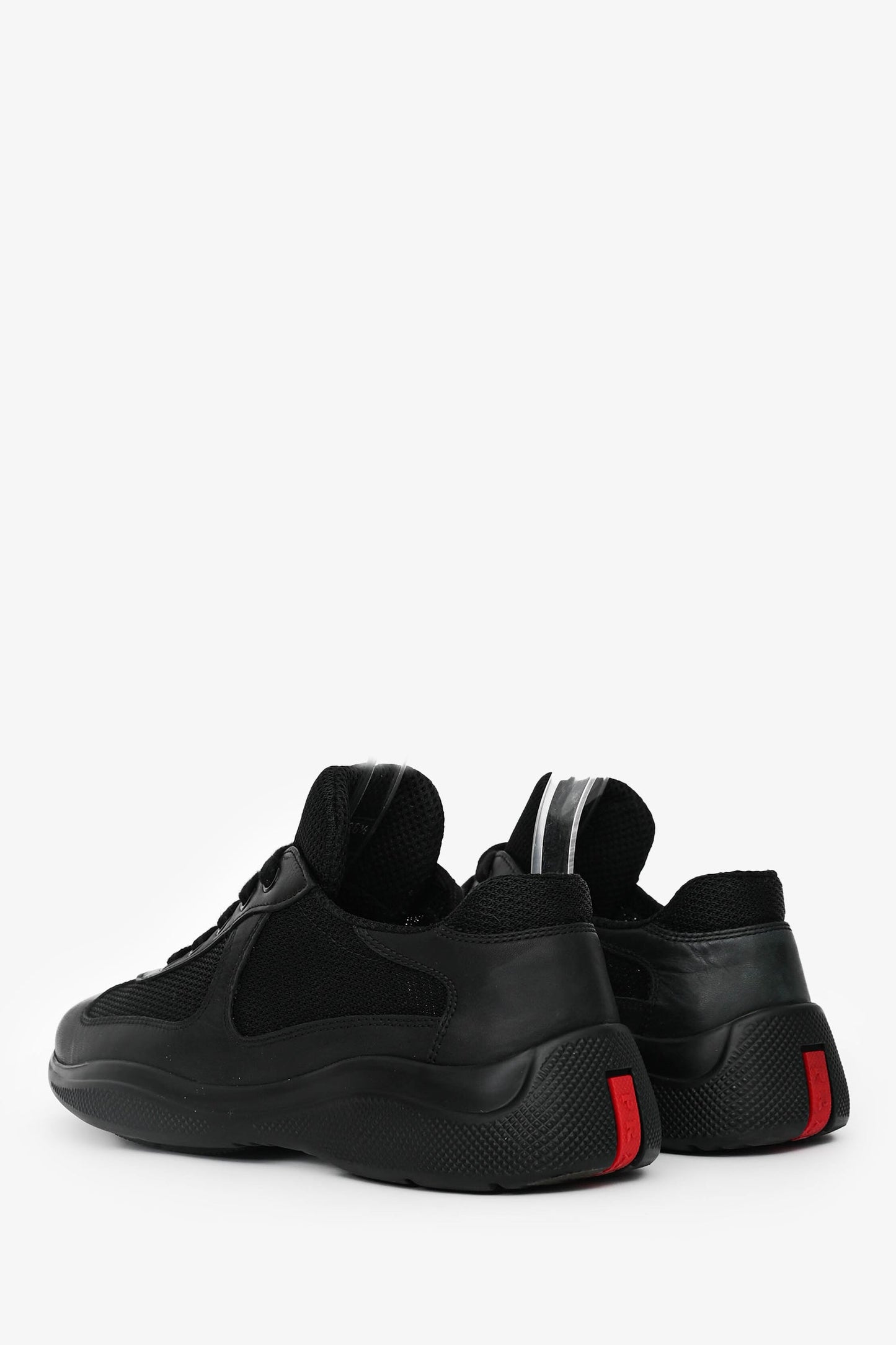 Prada Black Leather America's Cup Bike Low Top Sneakers Size 36.5