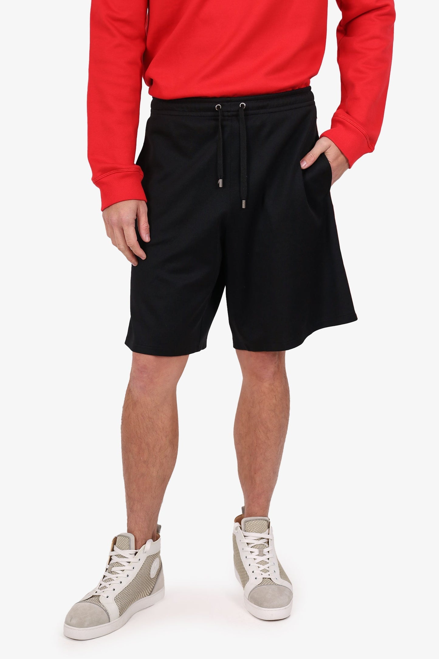 Gucci Black Logo Stripe Trimmed Technical Jersey Shorts Estimated Size XL Mens