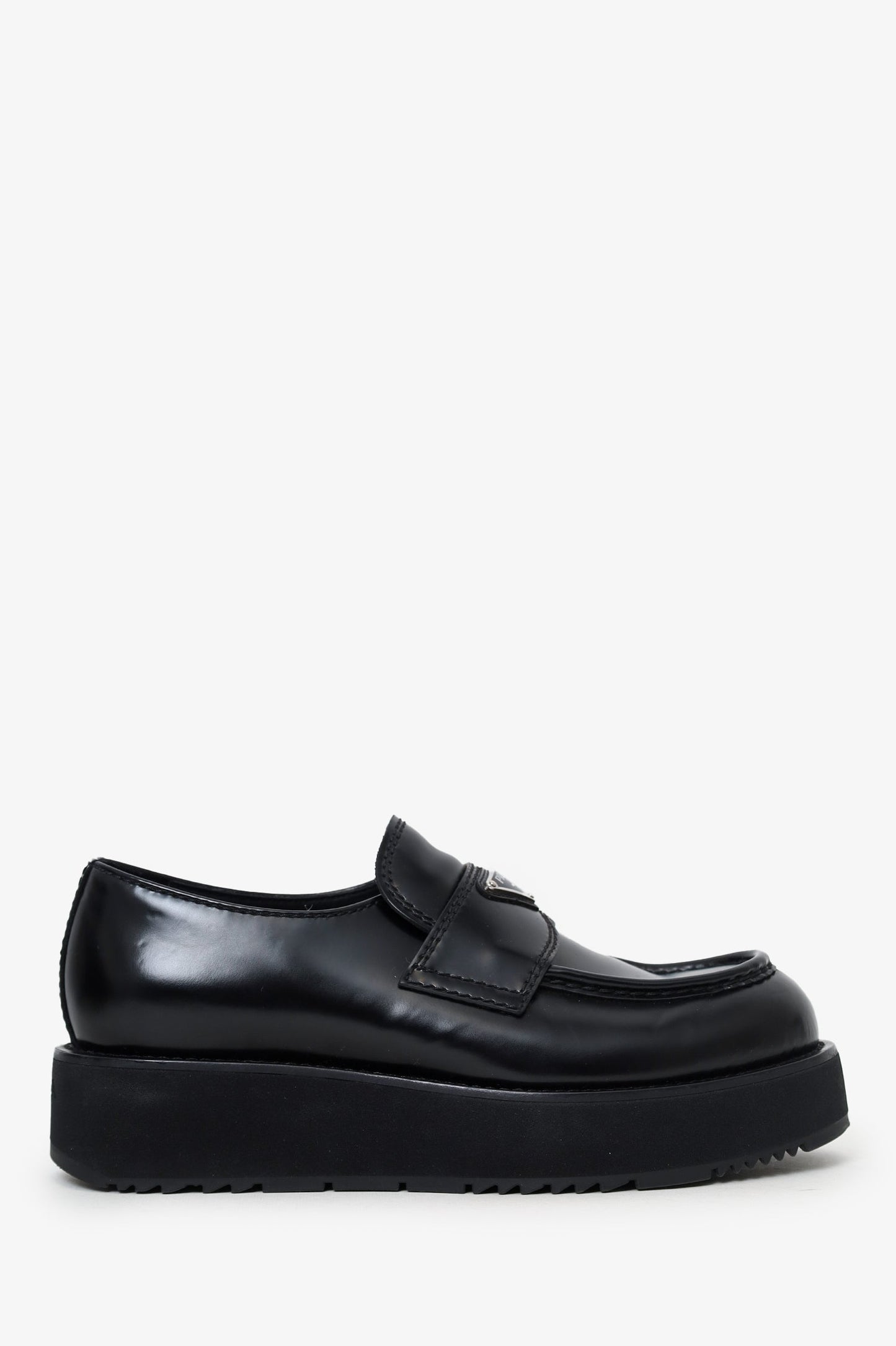 Prada Black Leather Brushed Loafers Size 41