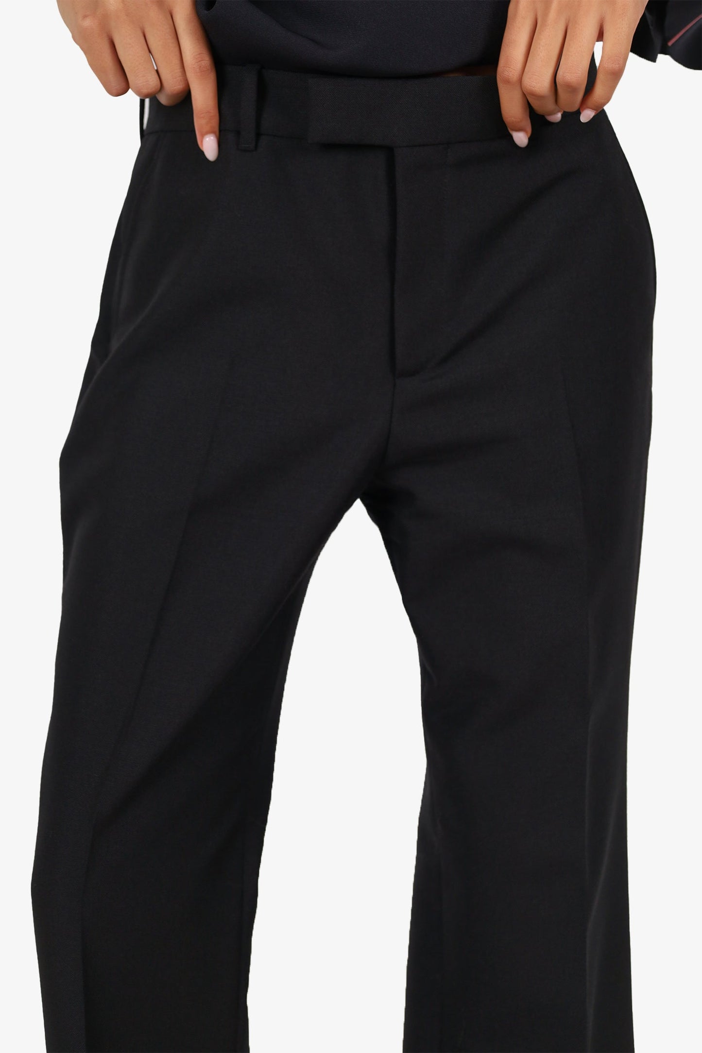 Gucci Black Wool Mohair Straight Legs Tro rs Size 42