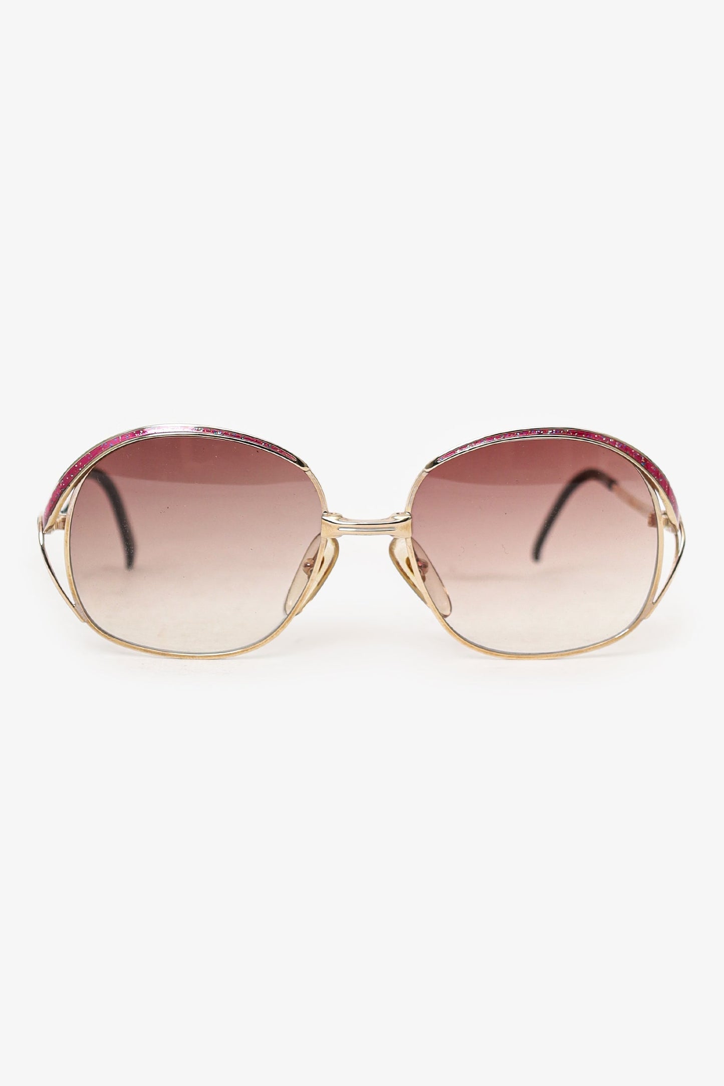 Christian Dior   Gold/Pink Frame Square Sunglasses