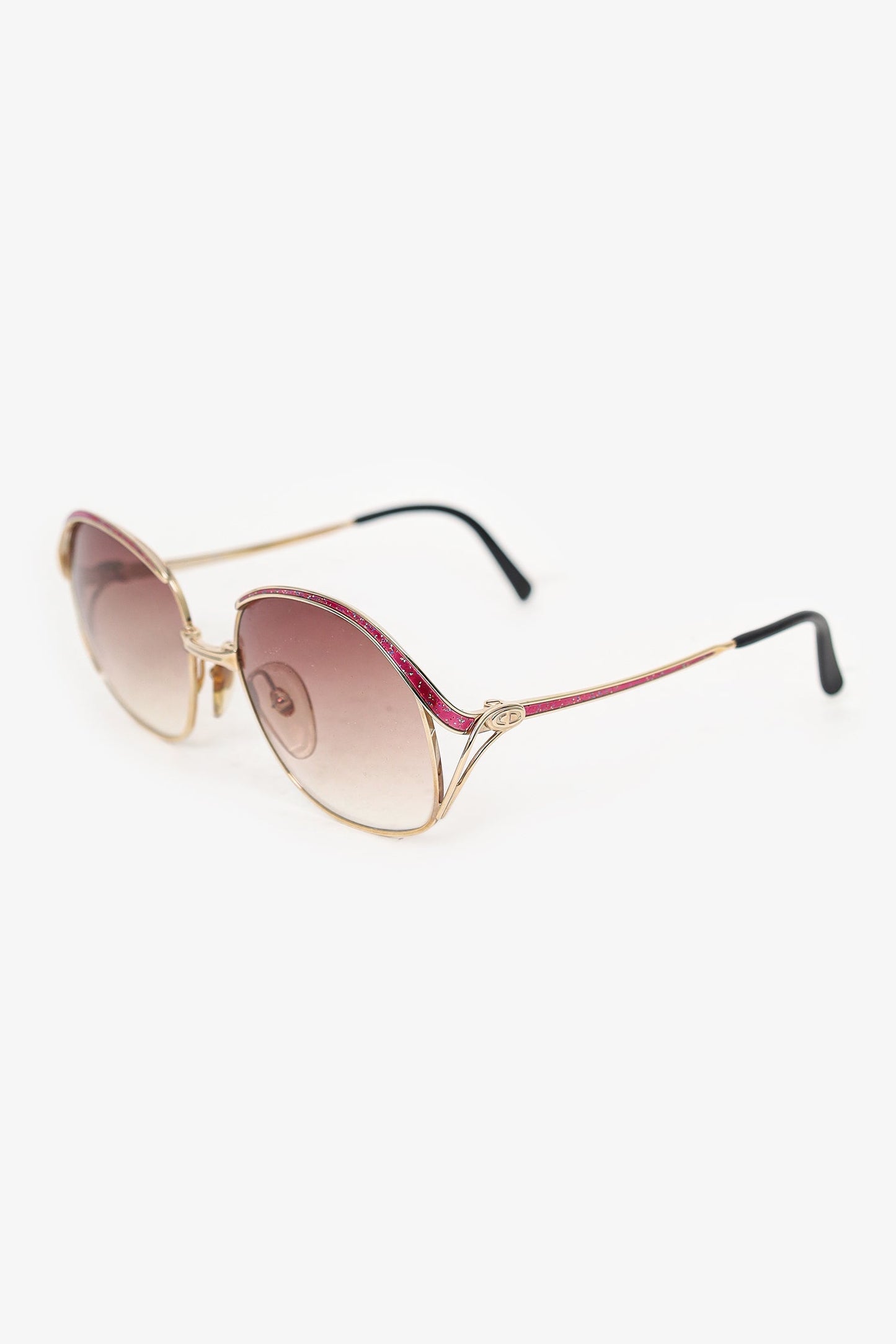 Christian Dior   Gold/Pink Frame Square Sunglasses