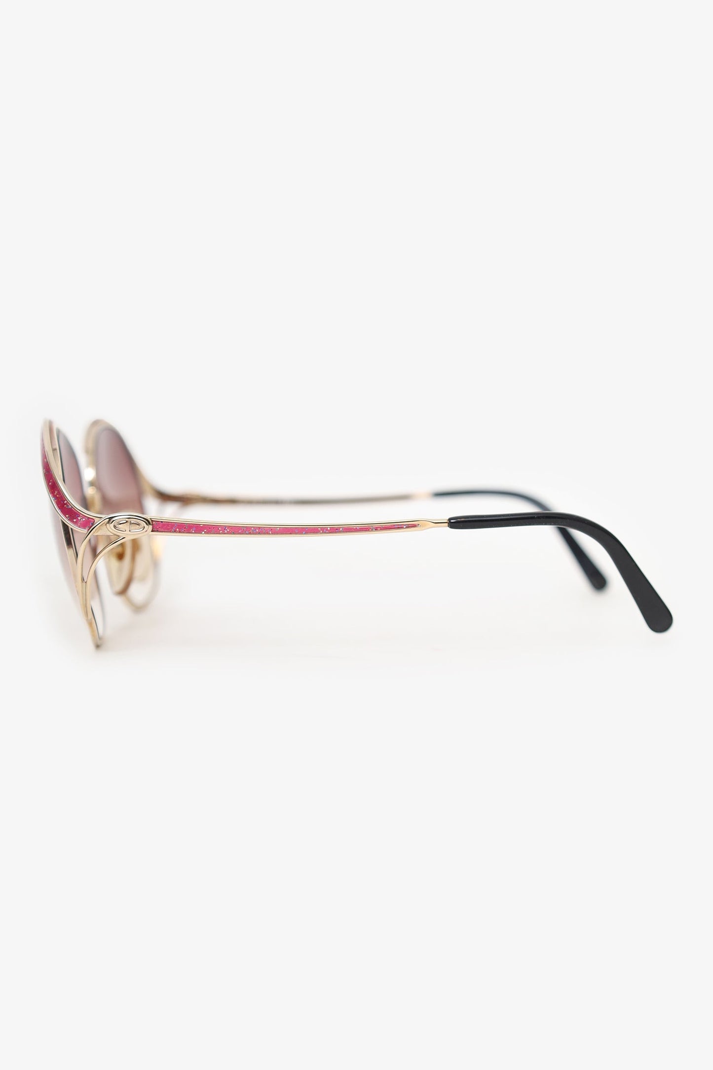 Christian Dior   Gold/Pink Frame Square Sunglasses