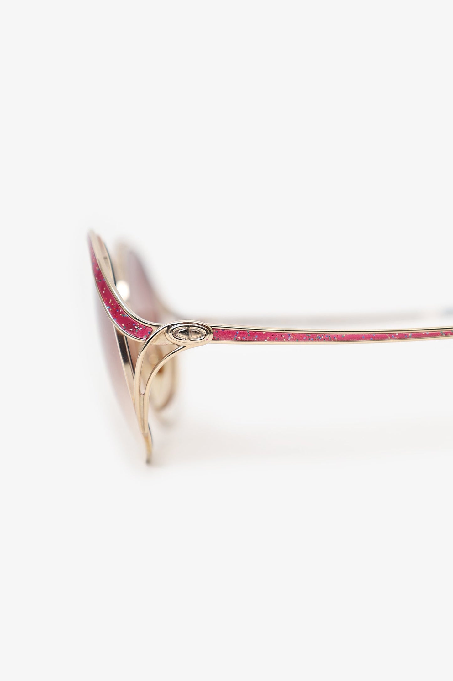 Christian Dior   Gold/Pink Frame Square Sunglasses