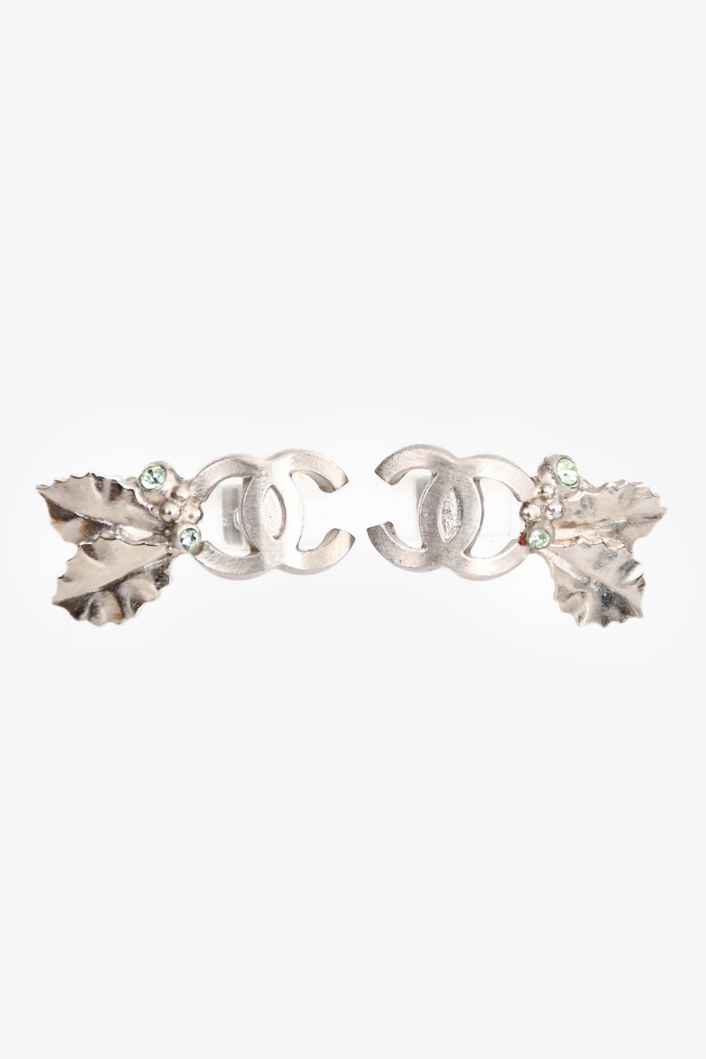 Pre-Loved Chanel™ 2005 Silver Tone Metal Foliage Earrings