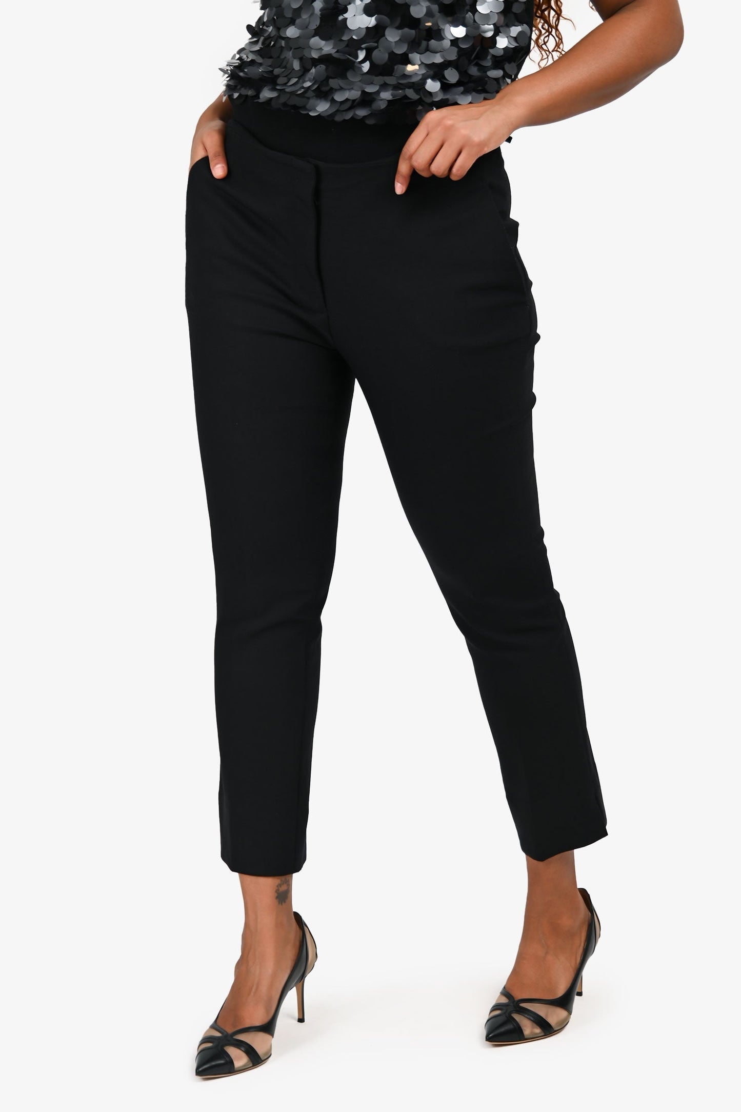 Prada Black Wool Straight Let Tro rs Size 46