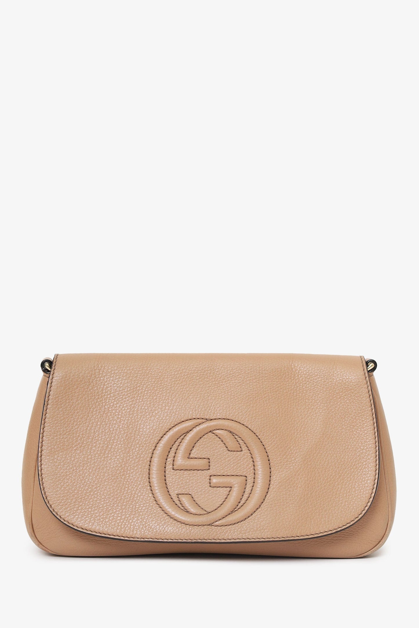 Gucci Nude Grained Leather 'Soho' Medium Flap Crossbody