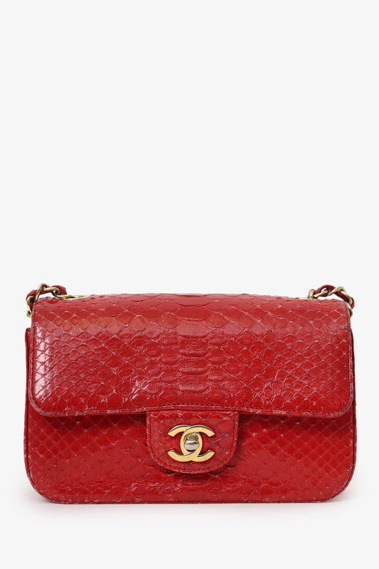Pre-Loved Chanel™ 2014 Red Python Mini Flap Bag