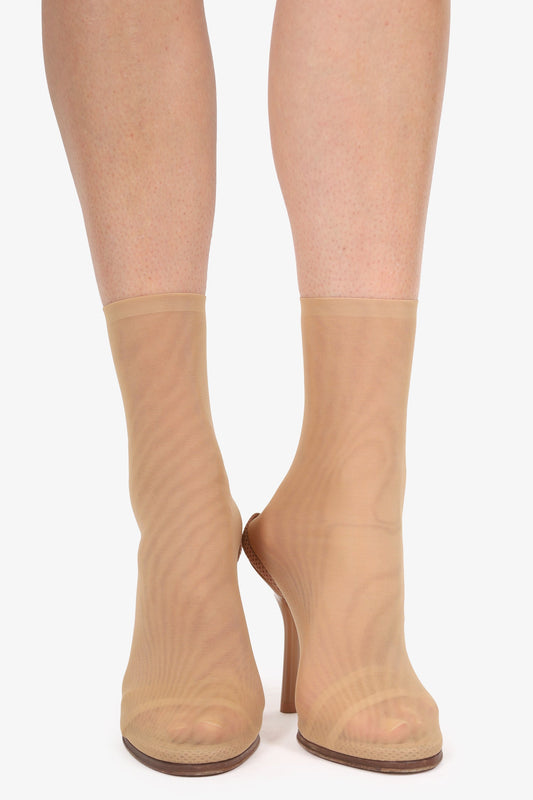 Burberry Tan Mesh 110mm Ankle Boots Size 39