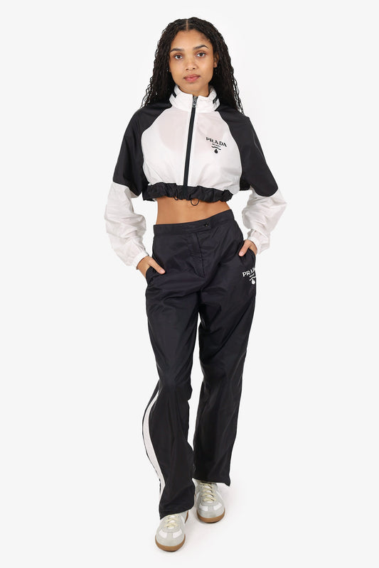 Prada Black Re-Nylon Side-stripe Track Pants Size 42