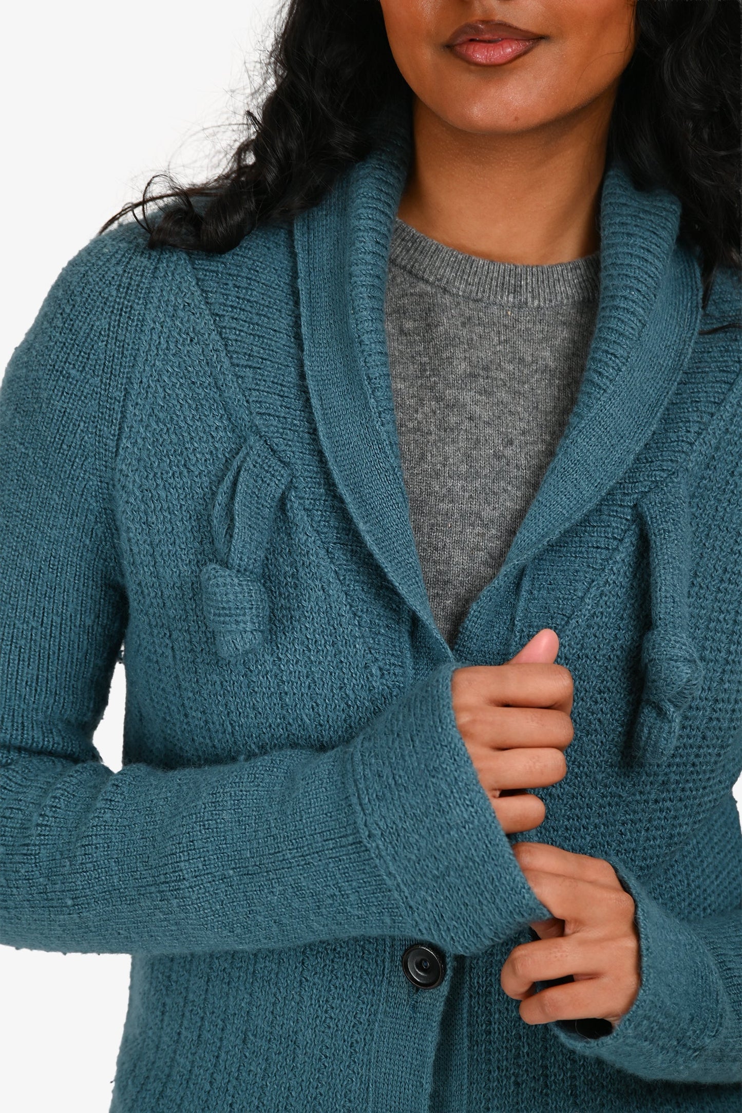 Chloe Blue Alpaca/Wool Button-Up Cardigan Size XS