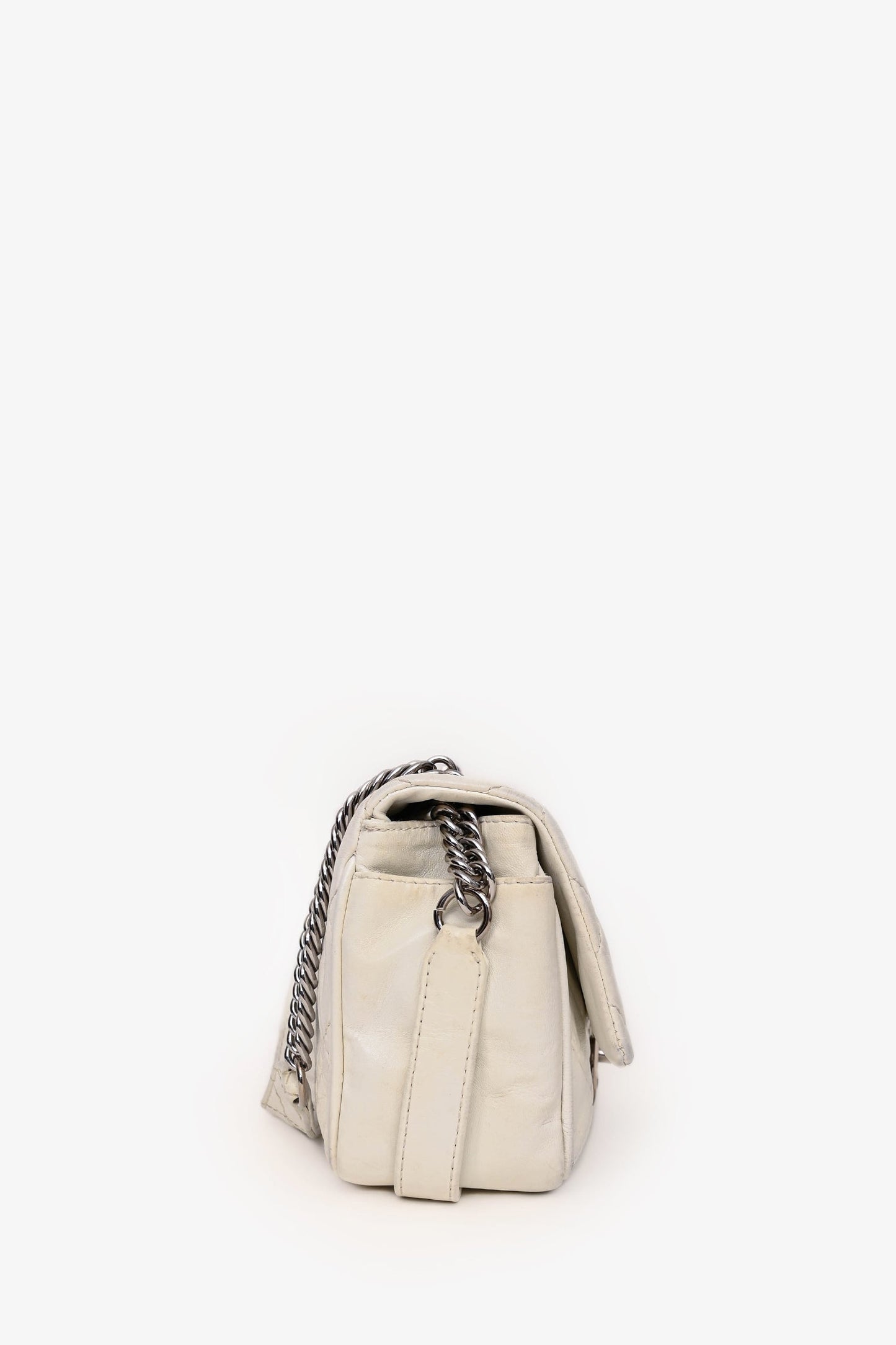Pre-Loved Chanel™ 2006-08 White Lambskin Leather Icon Flap Bag