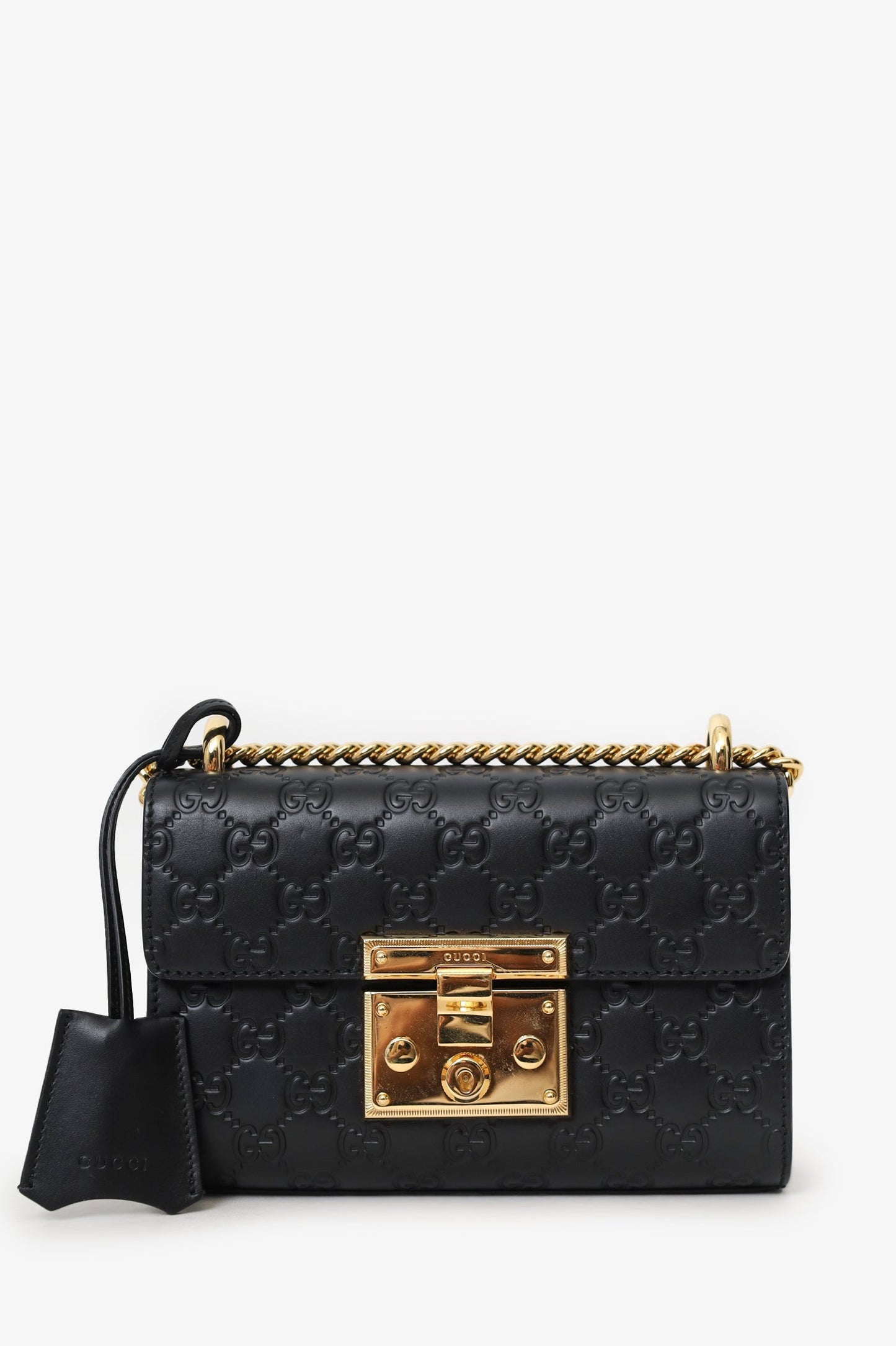 Gucci Black Guccissima Leather Small Padlock Bag