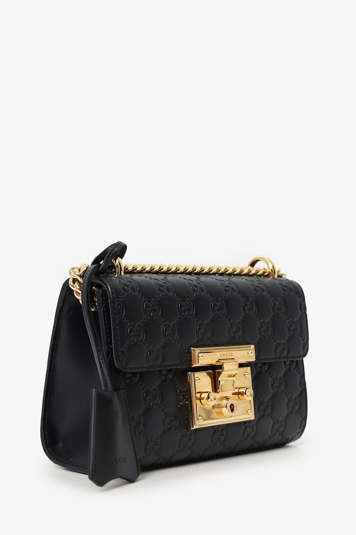 Gucci Black Guccissima Leather Small Padlock Bag