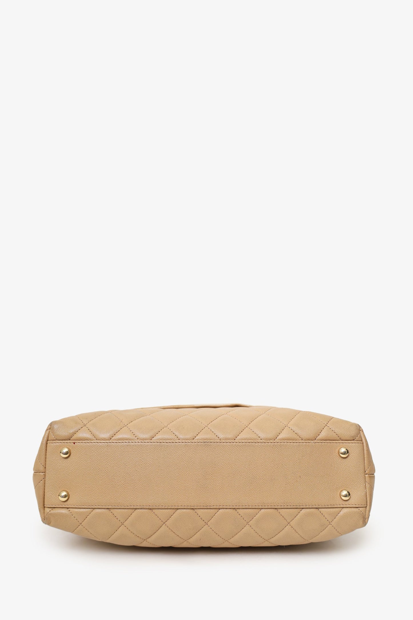Pre-Loved Chanel™ 2019 Beige Quilted Caviar Leather Rolled Up Tote