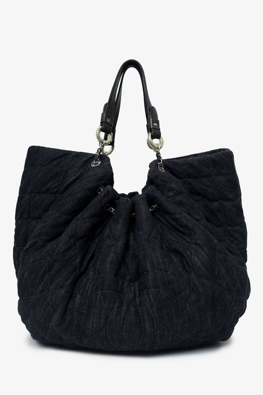 Pre-Loved Chanel™ 2008-09 Navy Quilted Denim XL Coco Cabas Spirit Bag